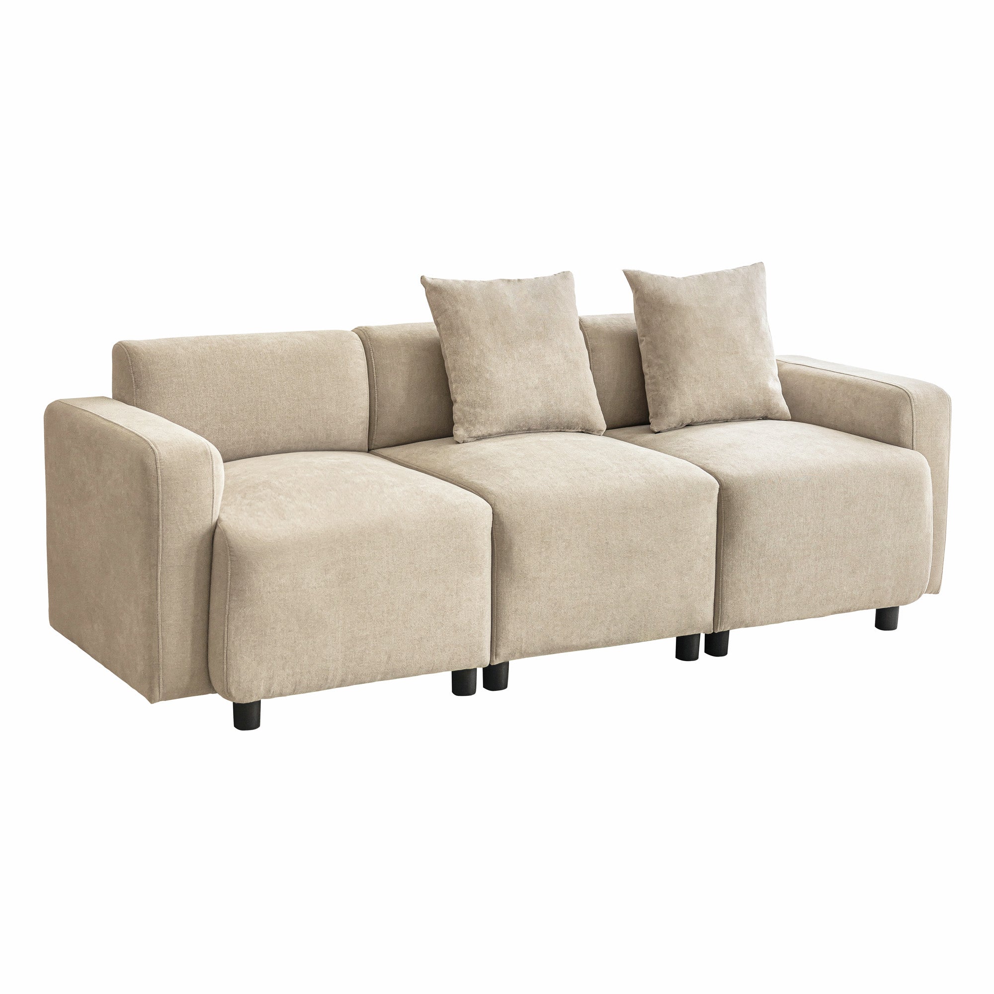 Logidon gewone bank beige chenille 3-zits woonkamerbank