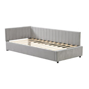 Logidon gestoffeerd bed 90x200 grijs met lattenbodem multifunctioneel bed