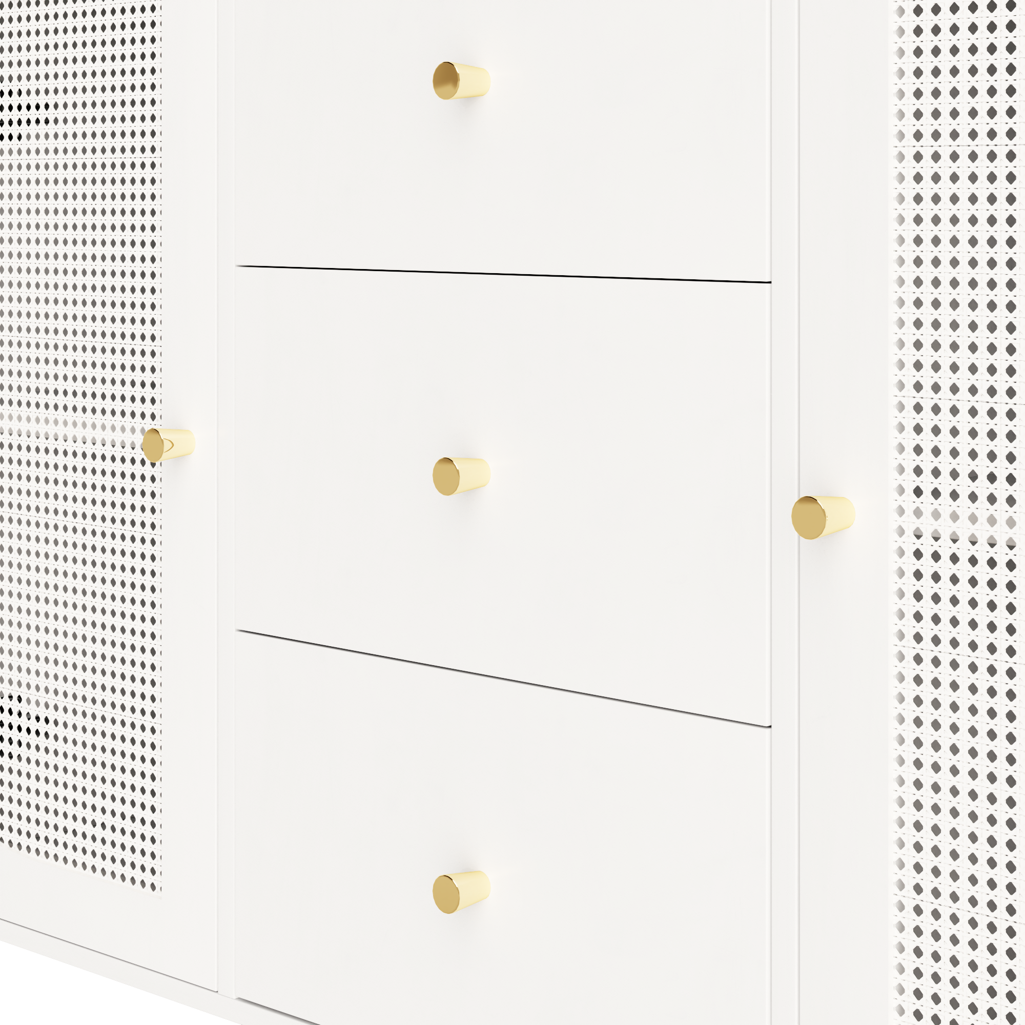 Logidon dressoir met rotan deuren wit 120 x 40 x 90 cm