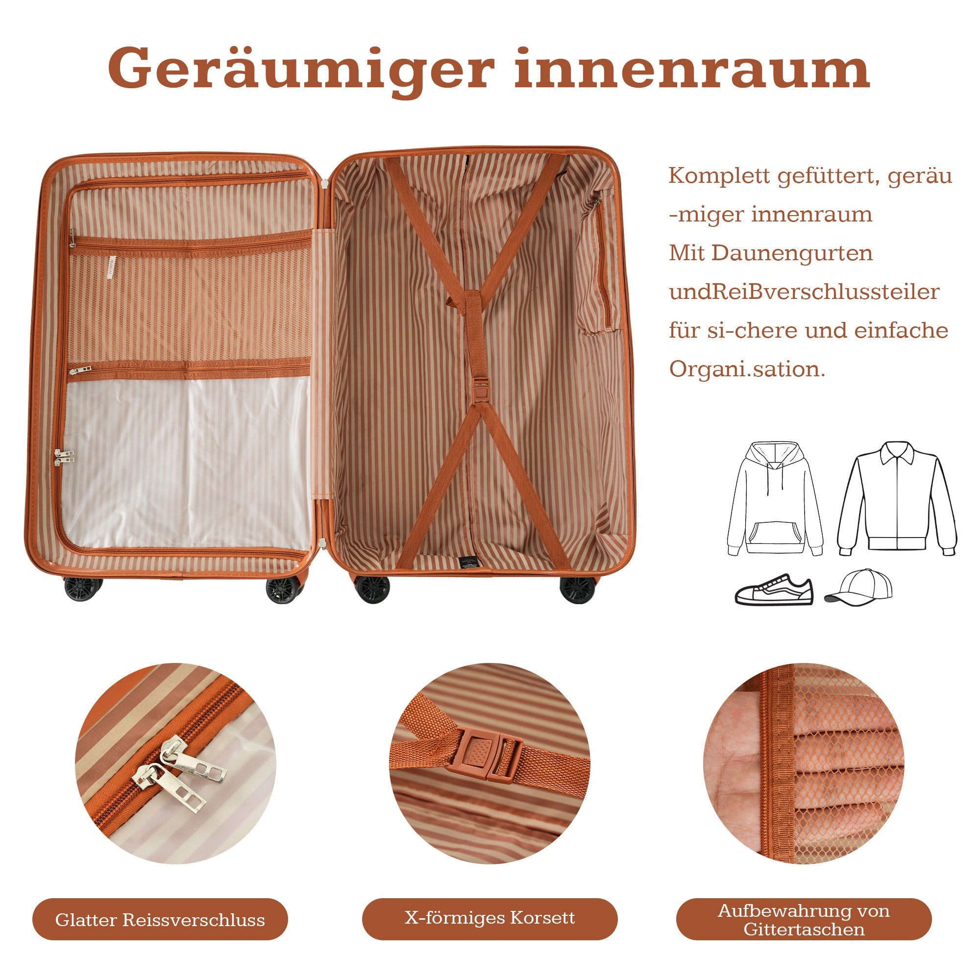 Logidon kofferset M L XL zwart bruin USB poort TSA slot 4 wielen