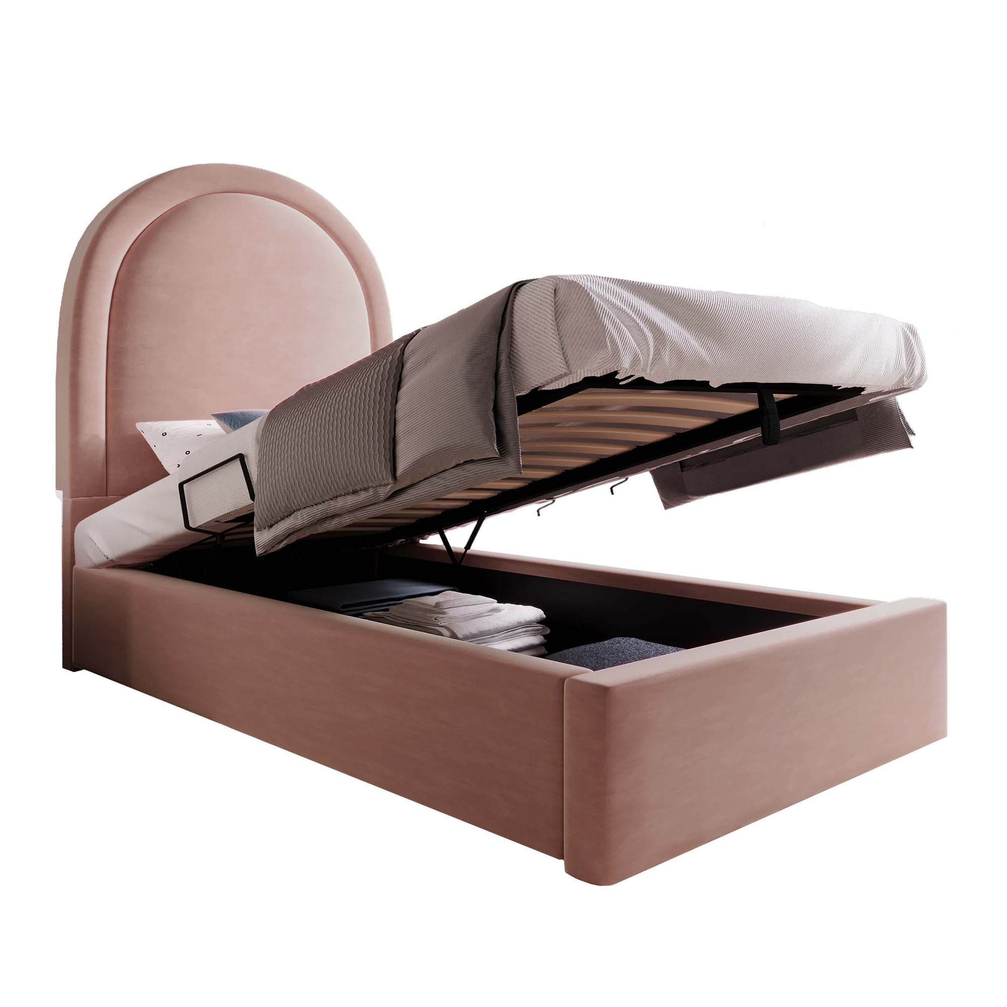 Logidon gestoffeerd bed kinderbed roze 90x200 cm met matras