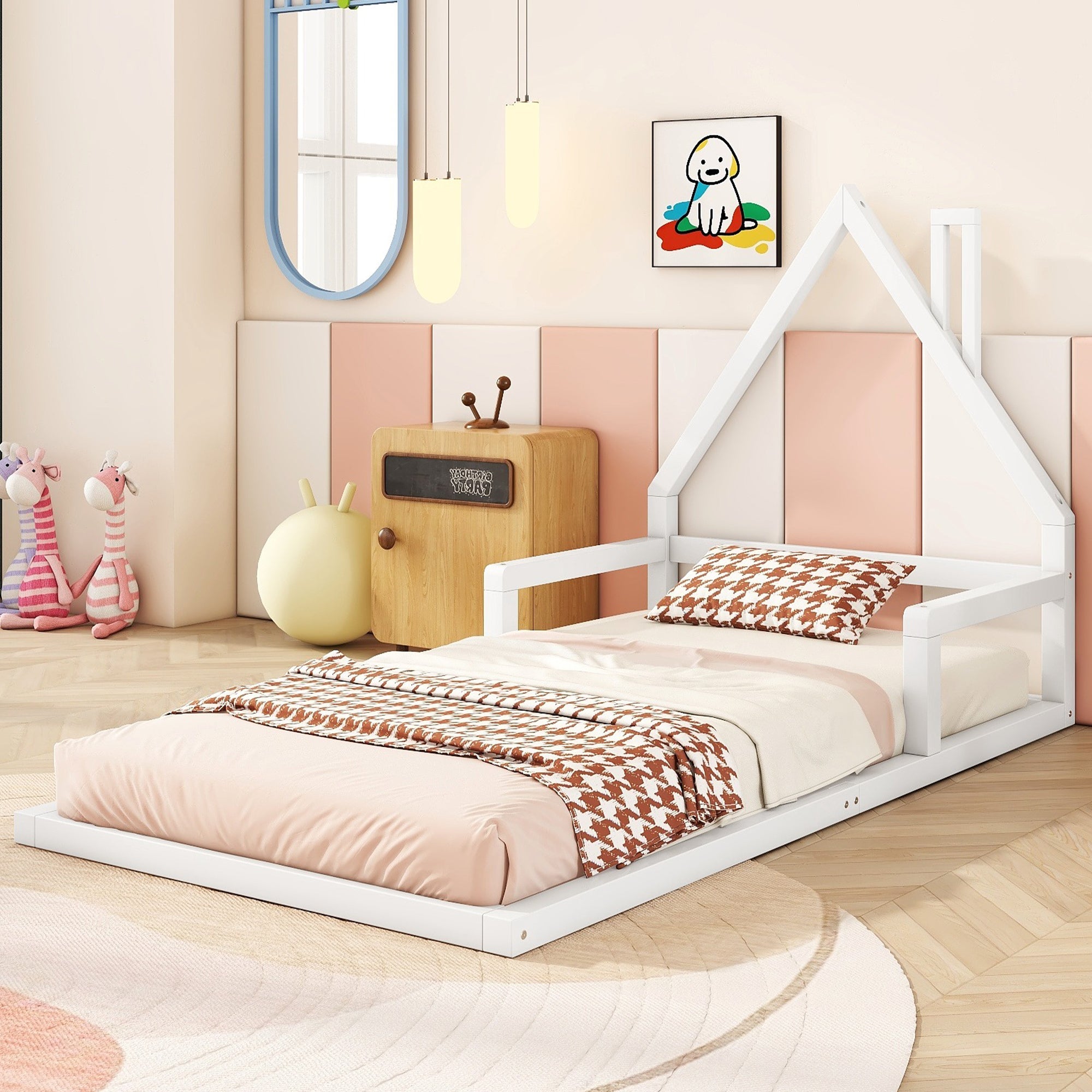 Logidon kinderbed 90x200 cm huisvorm plat bed massief grenen wit