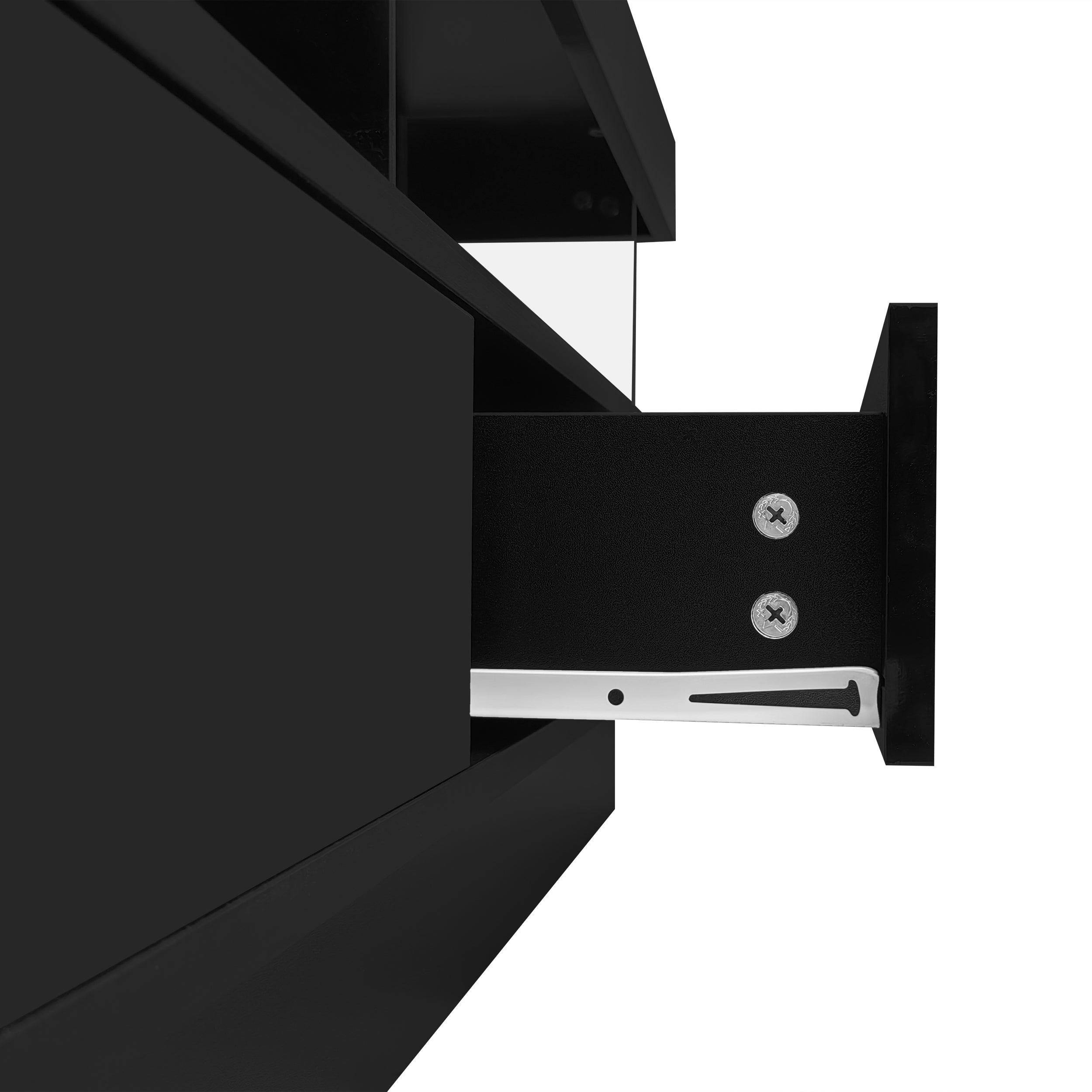 Logidon zwarte tv-standaard met glazen planken LED-app-bediening