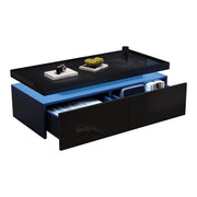 Logidon hoogglans salontafel 95x45x35 cm met LED verlichting zwart