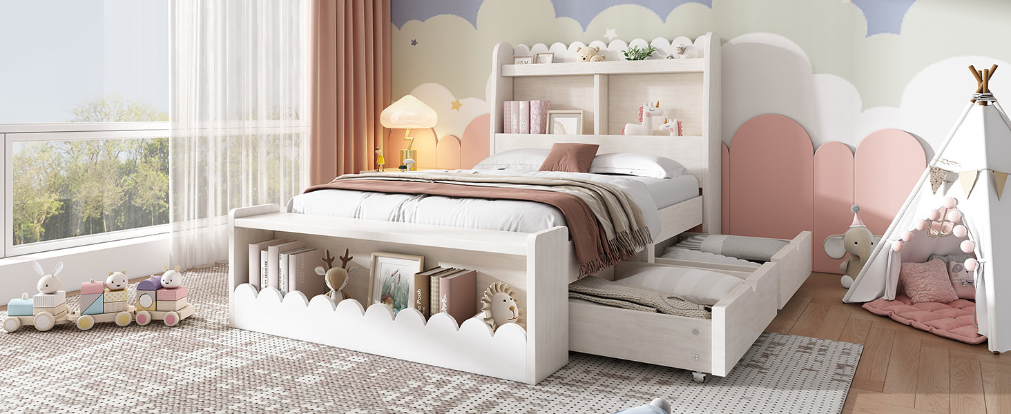 Logidon kinderbed 90x200 wit eiken opberglades