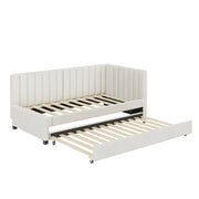 Logidon gestoffeerd bed 90x200 beige fluwelen stof uitschuifbare slaapbank