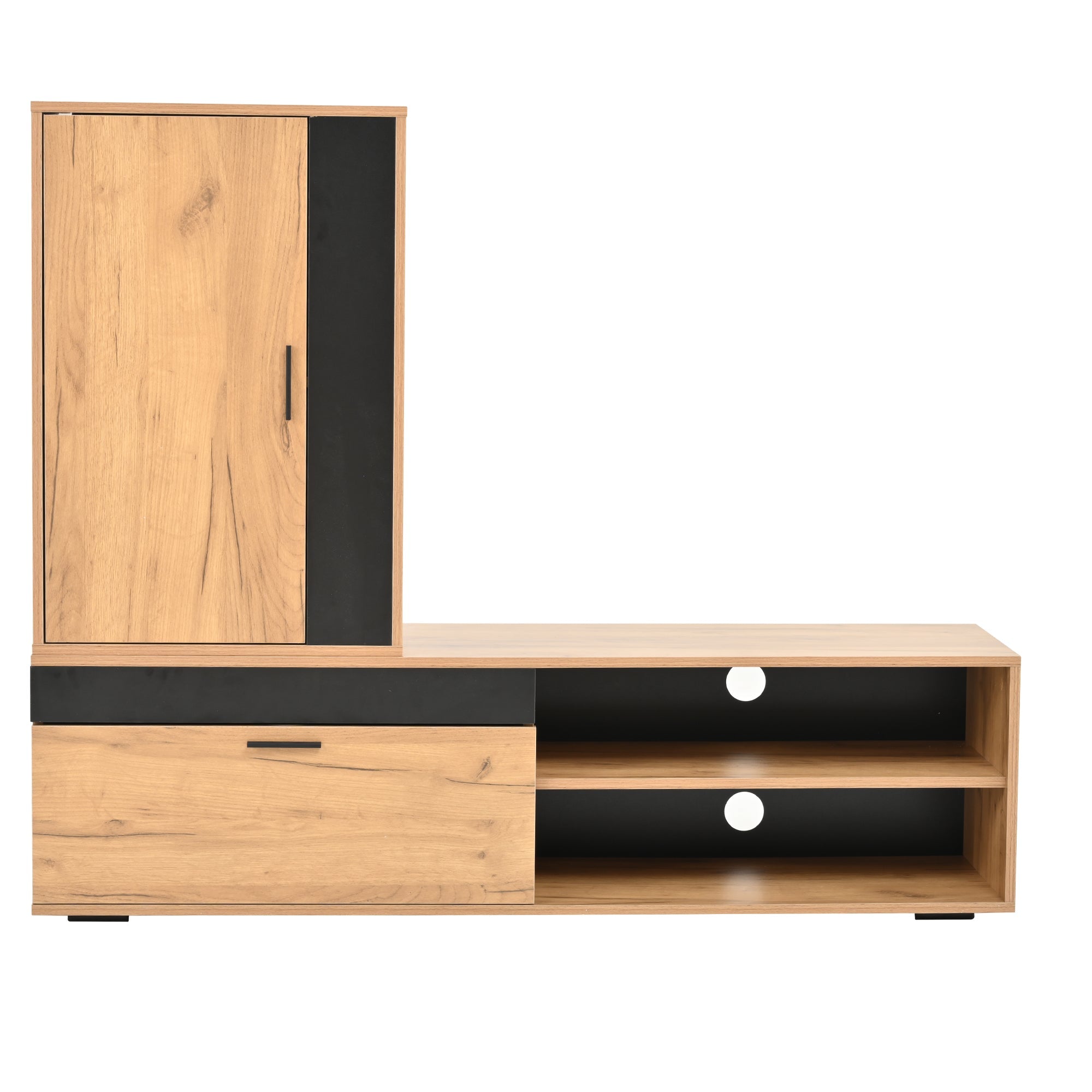 Logidon TV wandmeubelset 140 cm driedelig hout zwart