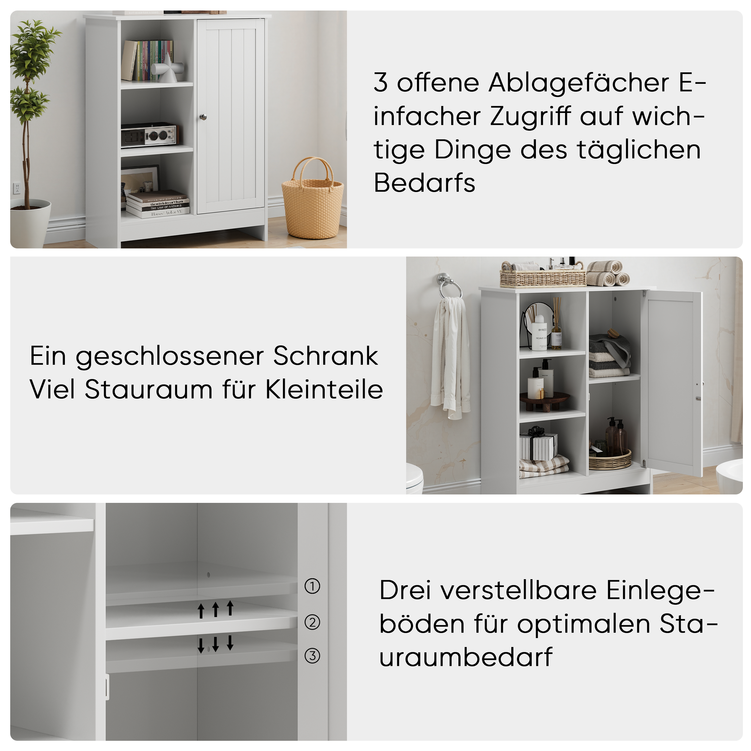 Logidon badkamermeubel wit 60x30x80 cm met 1 deur en 3 vakken
