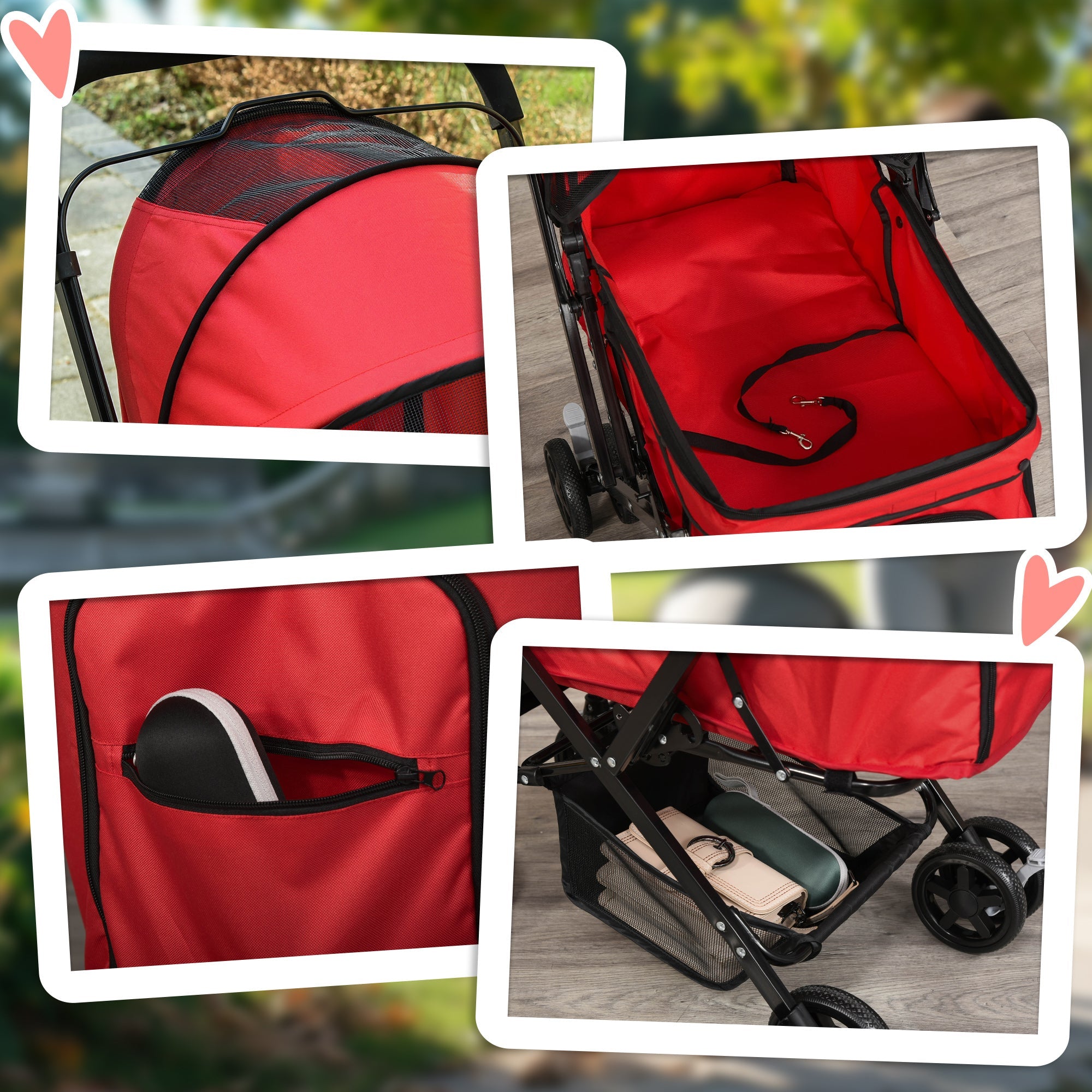 Logidon Hondenkar Oxford Rood 76,5x52x95cm voor kleine honden en katten