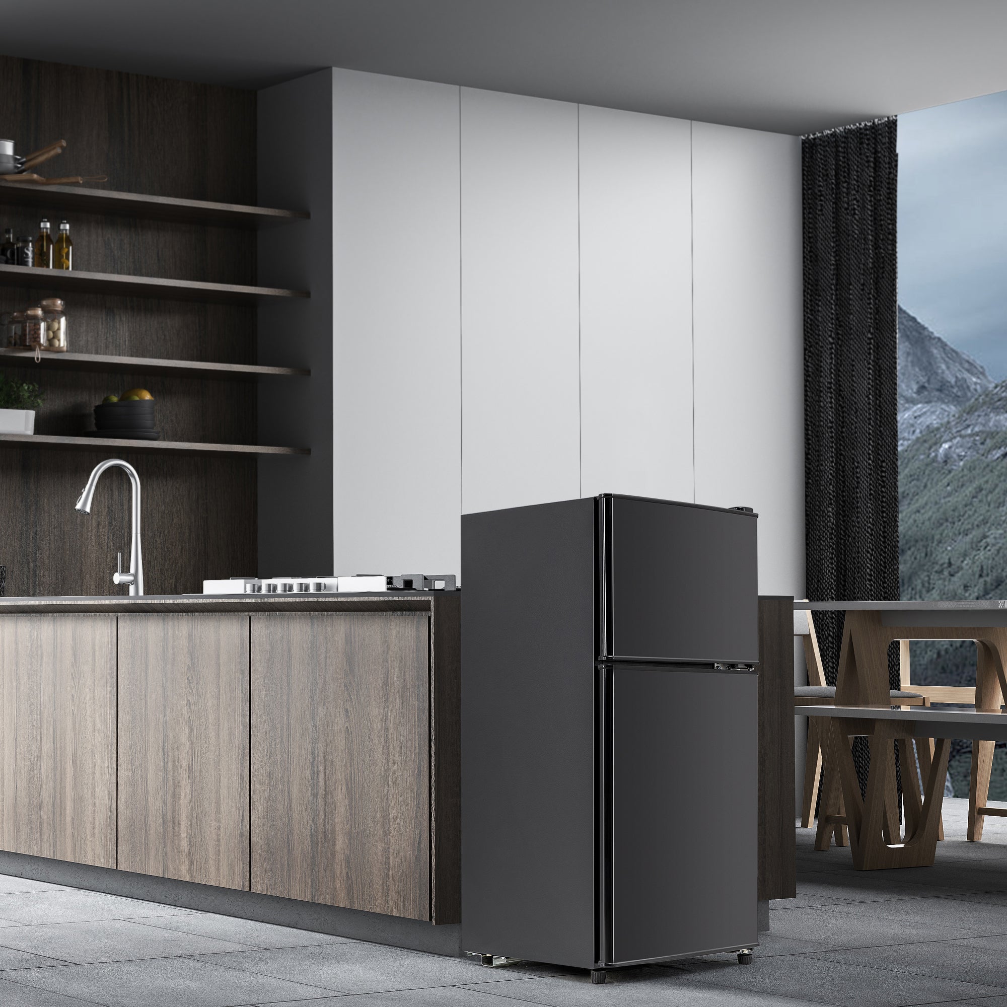 Logidon koel-vriescombinatie dubbele deur 86,8 cm hoog premium zwart