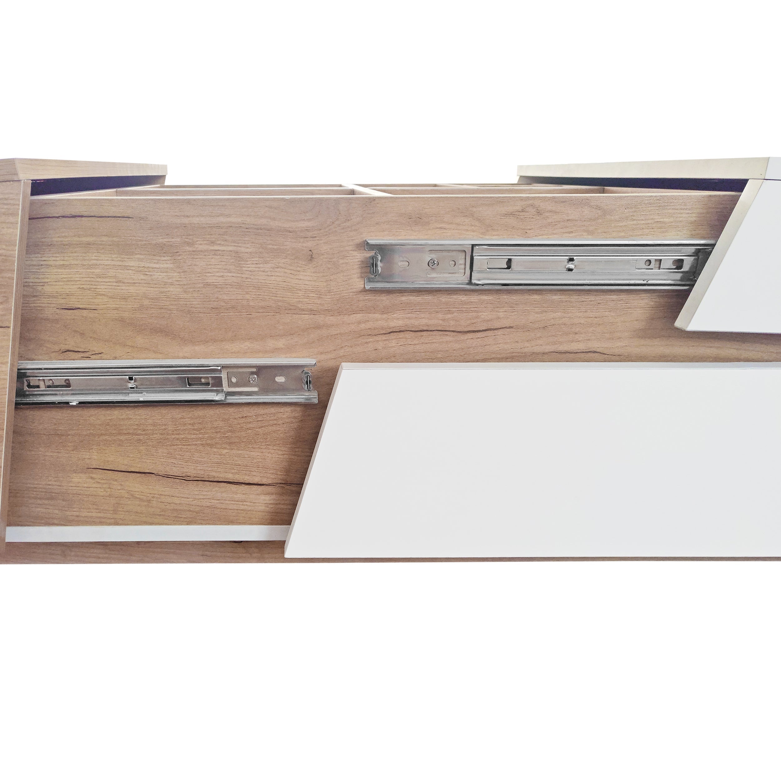 Logidon Uitschuifbare salontafel 120x50 natuurlijke lades kleurblokstructuur