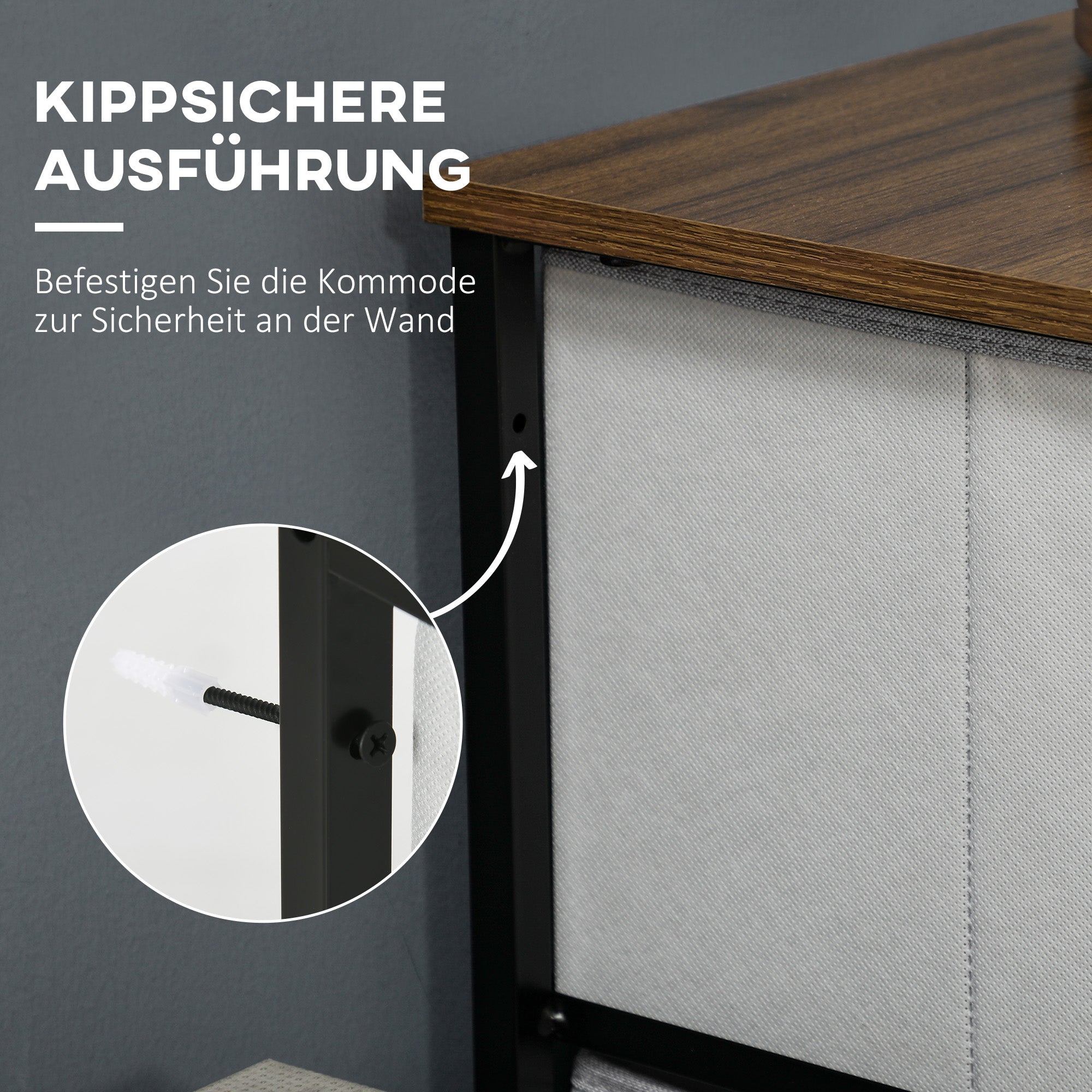 Logidon Chest of Drawers Sideboard With 8 Fabric Drawers Gray 80x30x81 cm