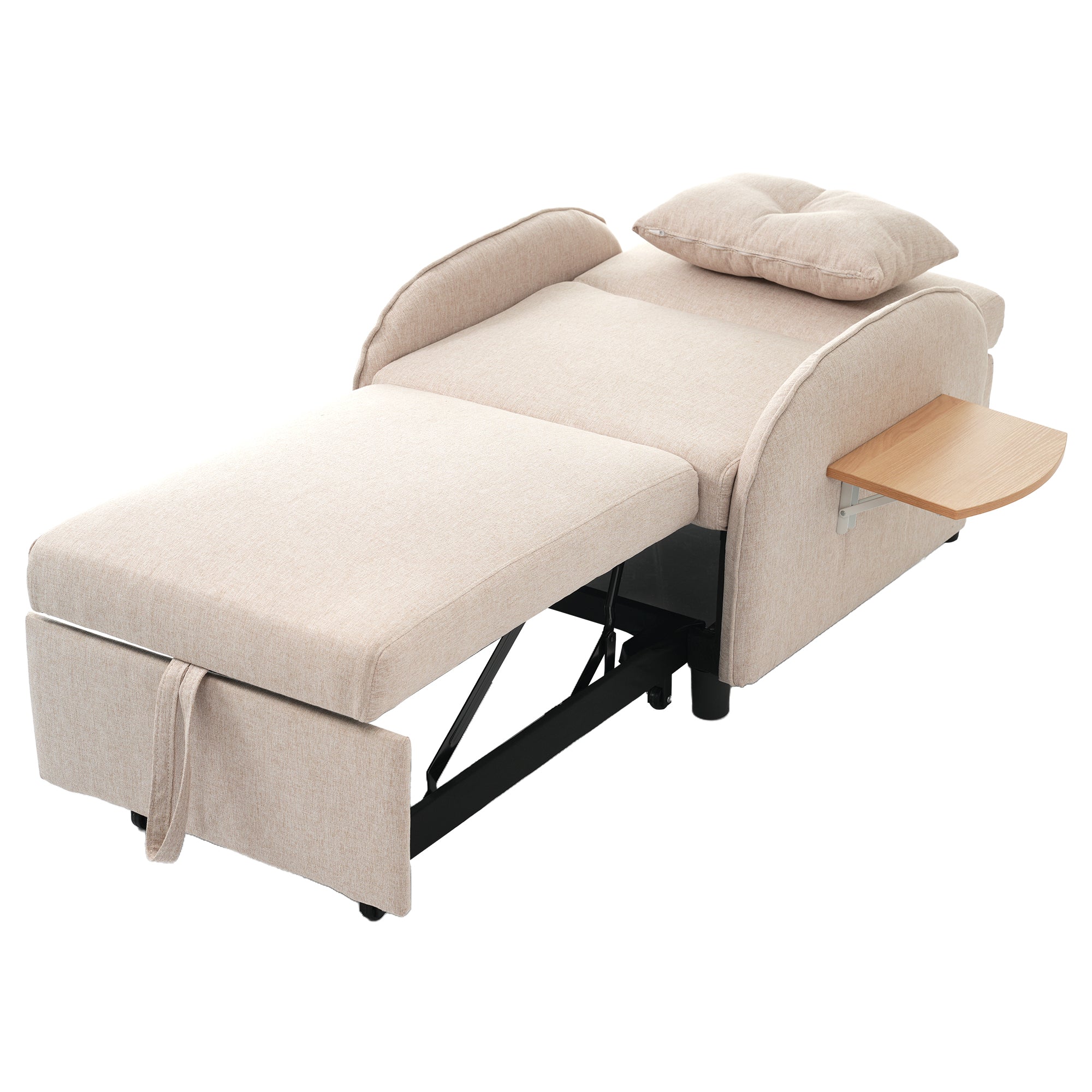 Logidon 3-in-1 slaapbank beige uitschuifbaar eenpersoonsbed ligstoel fauteuil