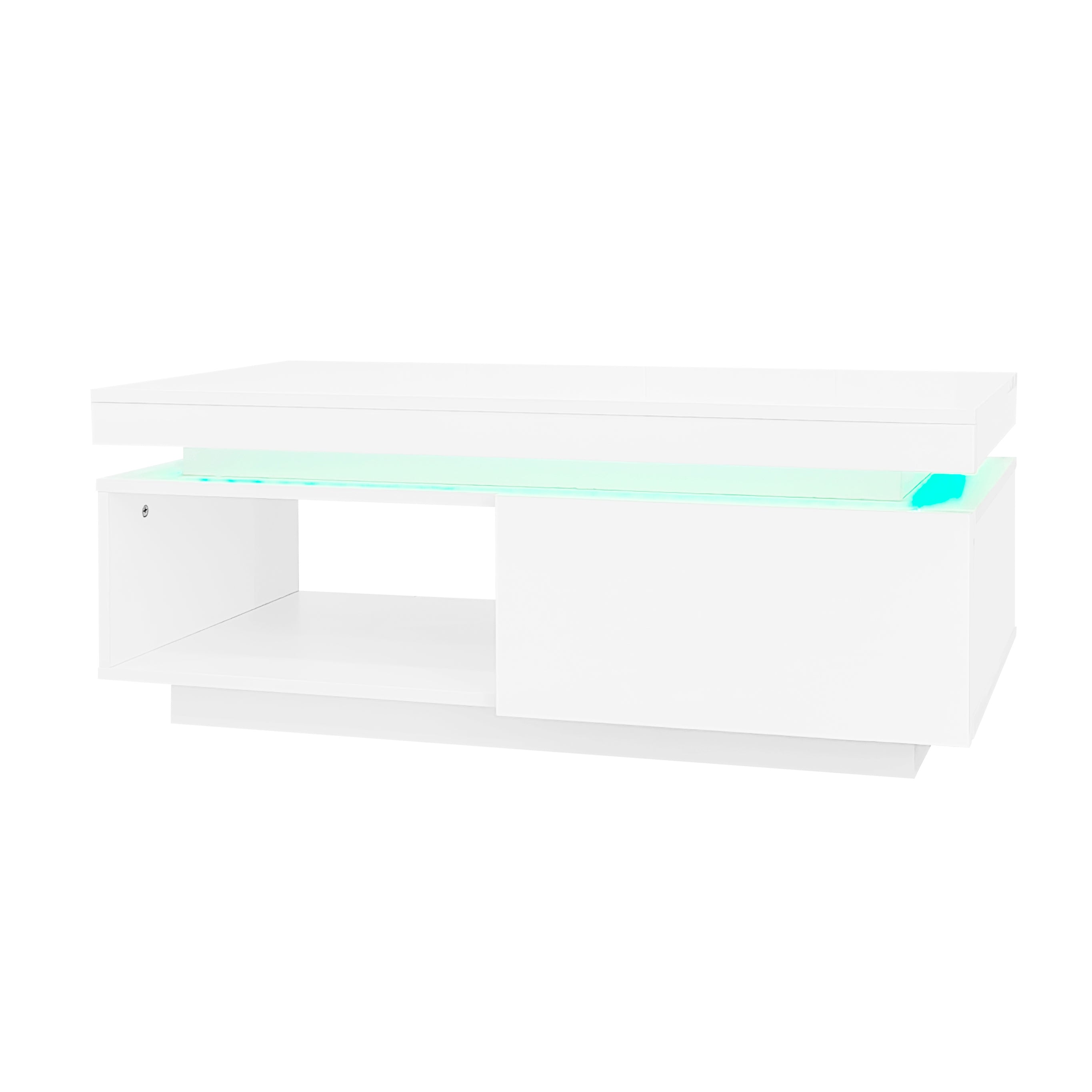 Logidon hoogglans witte salontafel met LED verlichting 100x50x40,3 cm