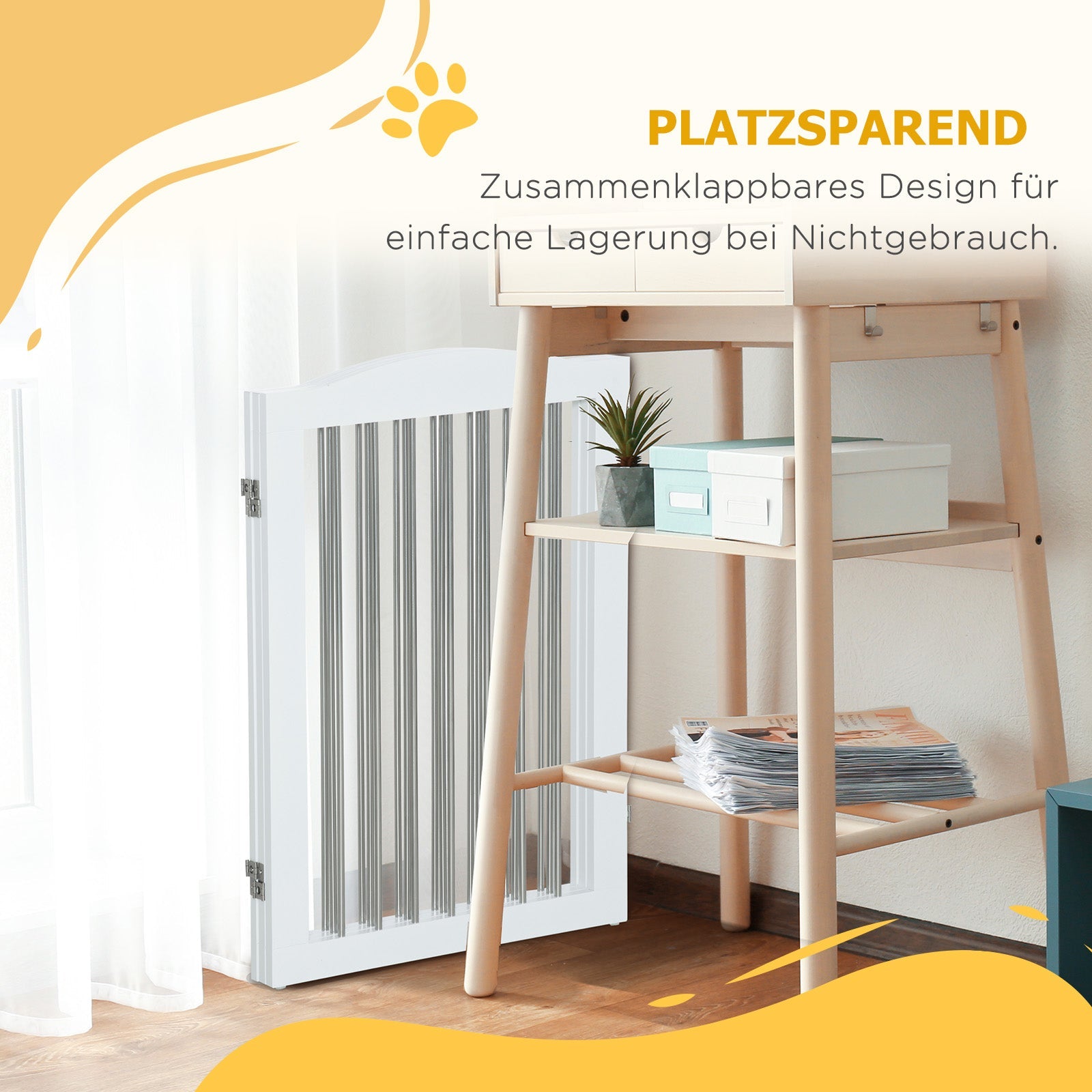 Logidon hondenhek wit 154 x 30 x 80 cm opvouwbare standaard