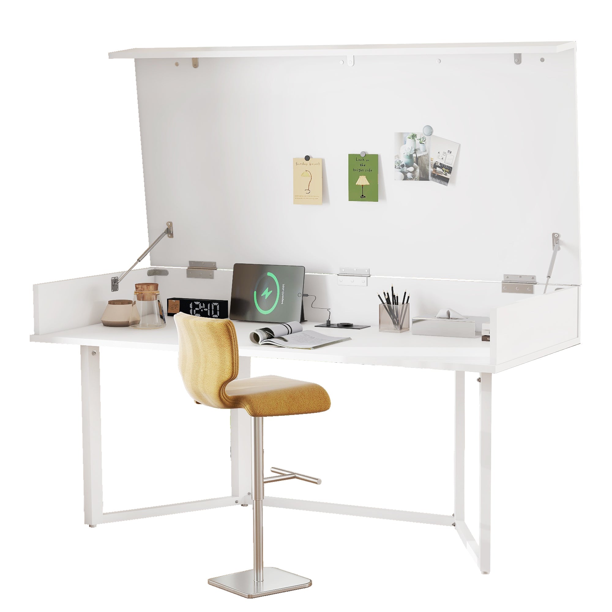 Logidon Foldable Desk 120x55 White With Sockets