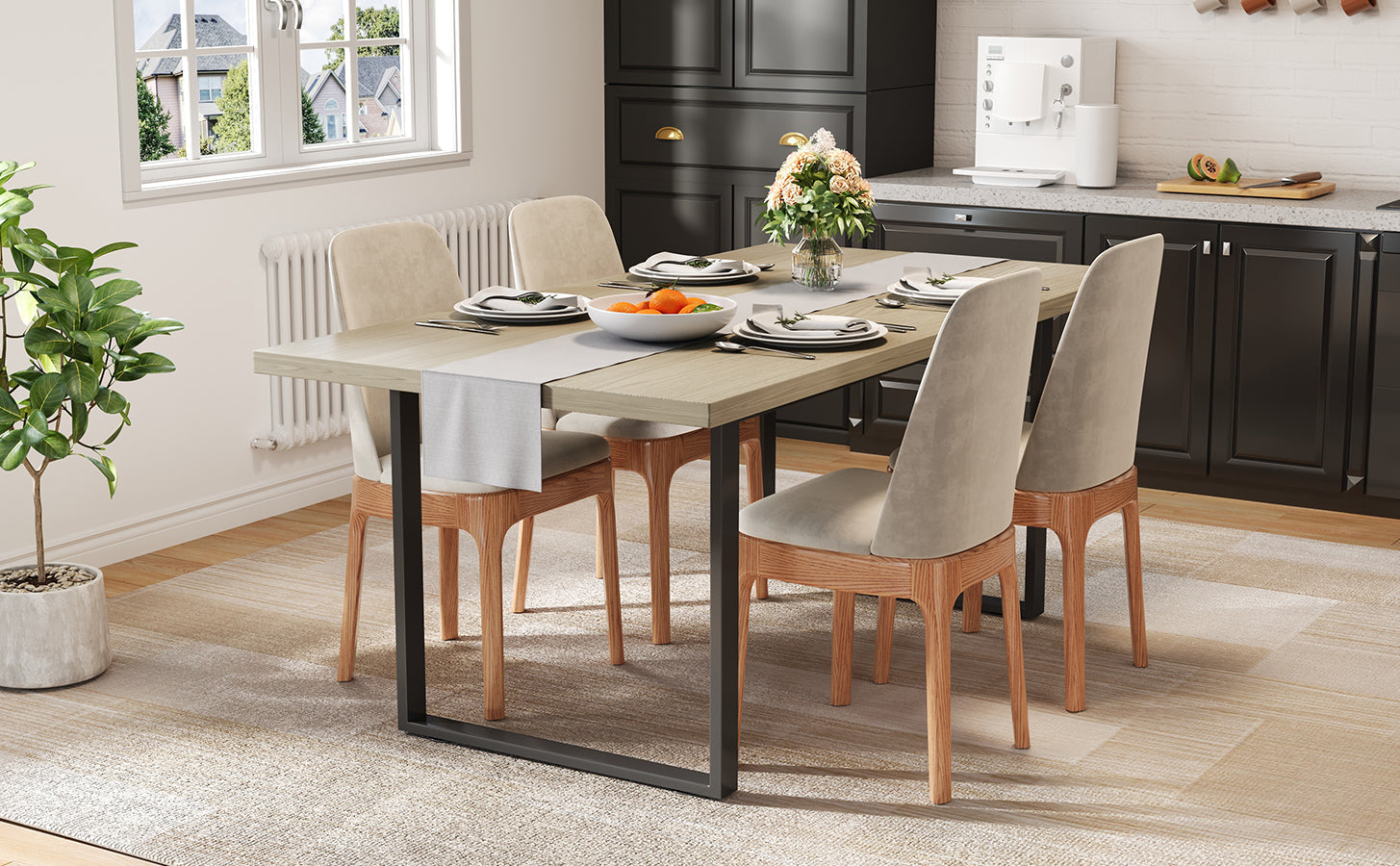 Logidon eettafel 160x80 cm industriële houtlook, metalen frame