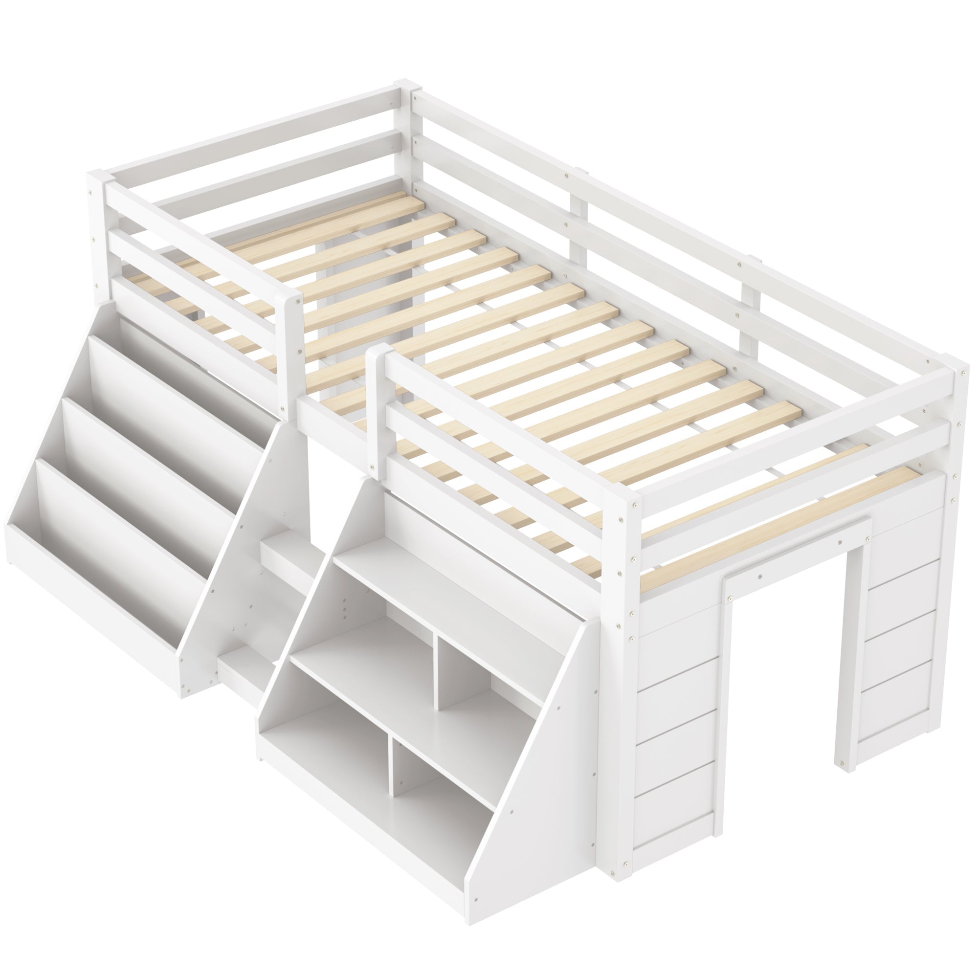 Logidon halfhoogslaper 90x200 wit met opbergplanken