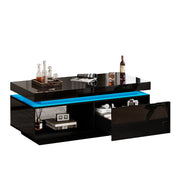 Logidon hoogglans salontafel zwart met LED verlichting 100x50x40 cm