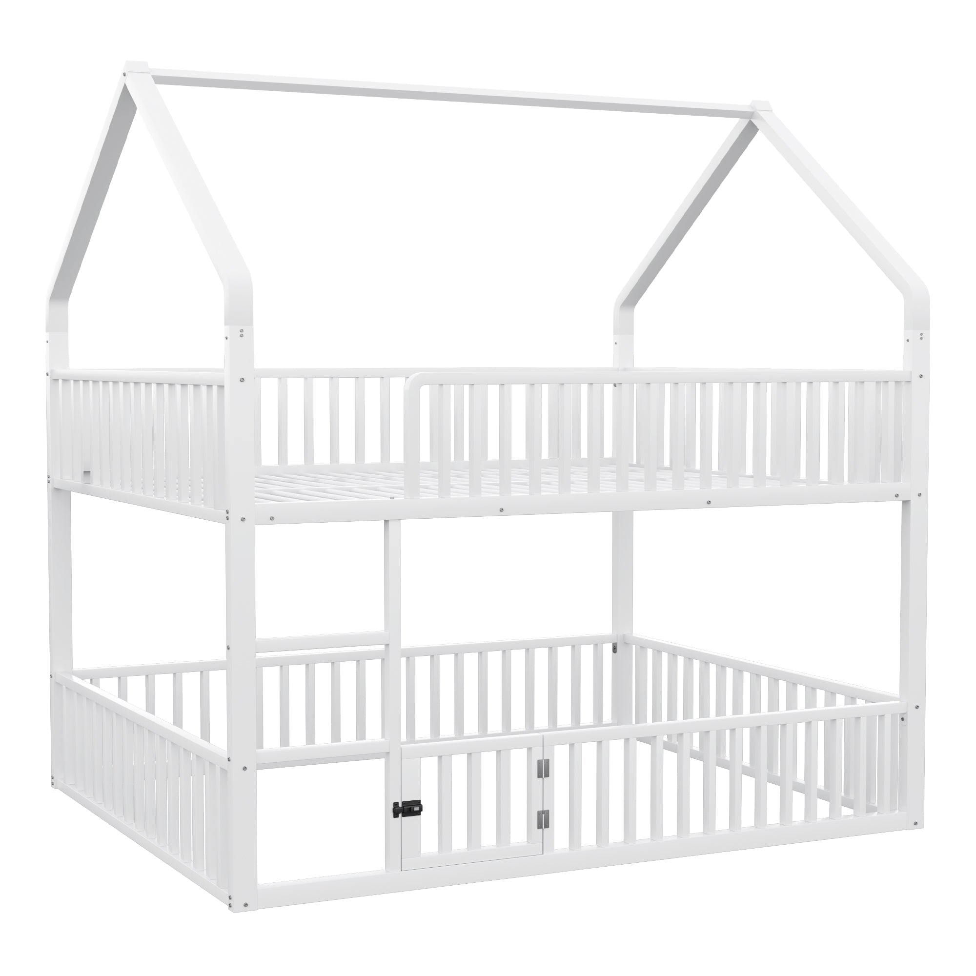 Logidon stapelbed 140x200 cm metalen hoogslaper witte trap familiebed