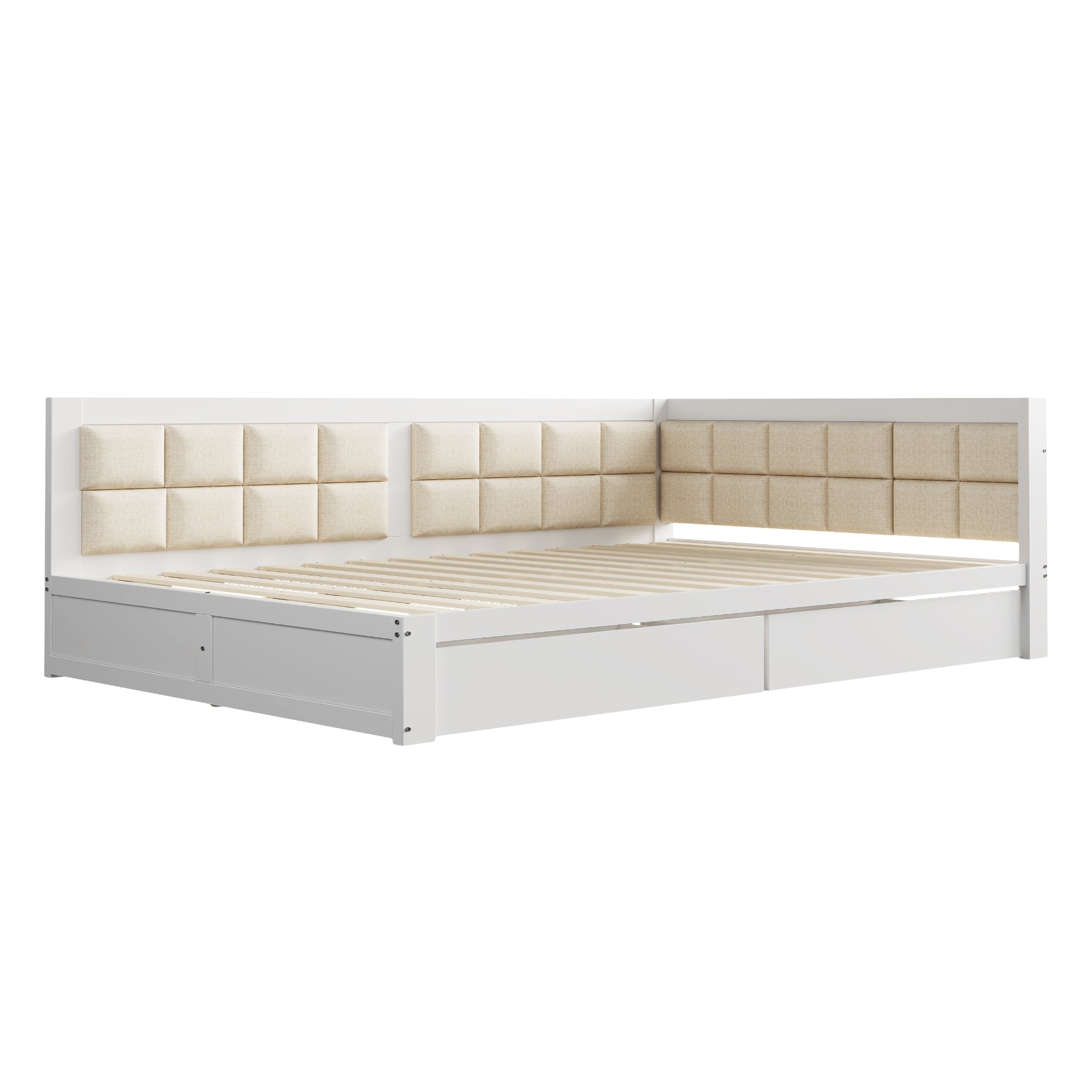 Logidon multifunctionele bedbank 140x200 wit met opbergruimte