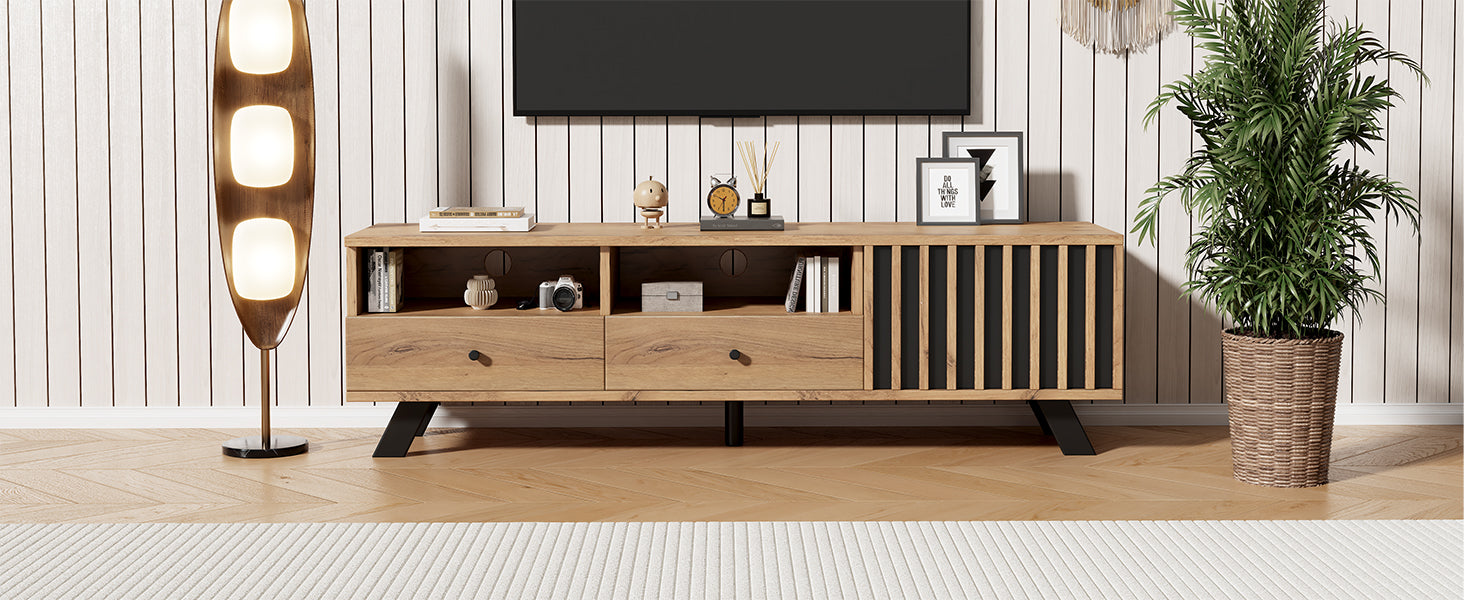 Logidon TV-meubel 150 x 38 x 44 cm natuurlijke houtlook 2 lades
