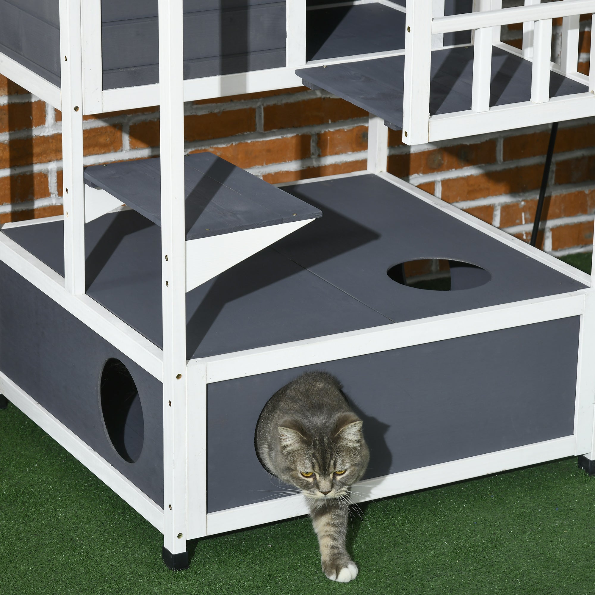 Logidon Kattenhuis met Toilet Grijs met meerdere verdiepingen 78 x 76 x 140 cm