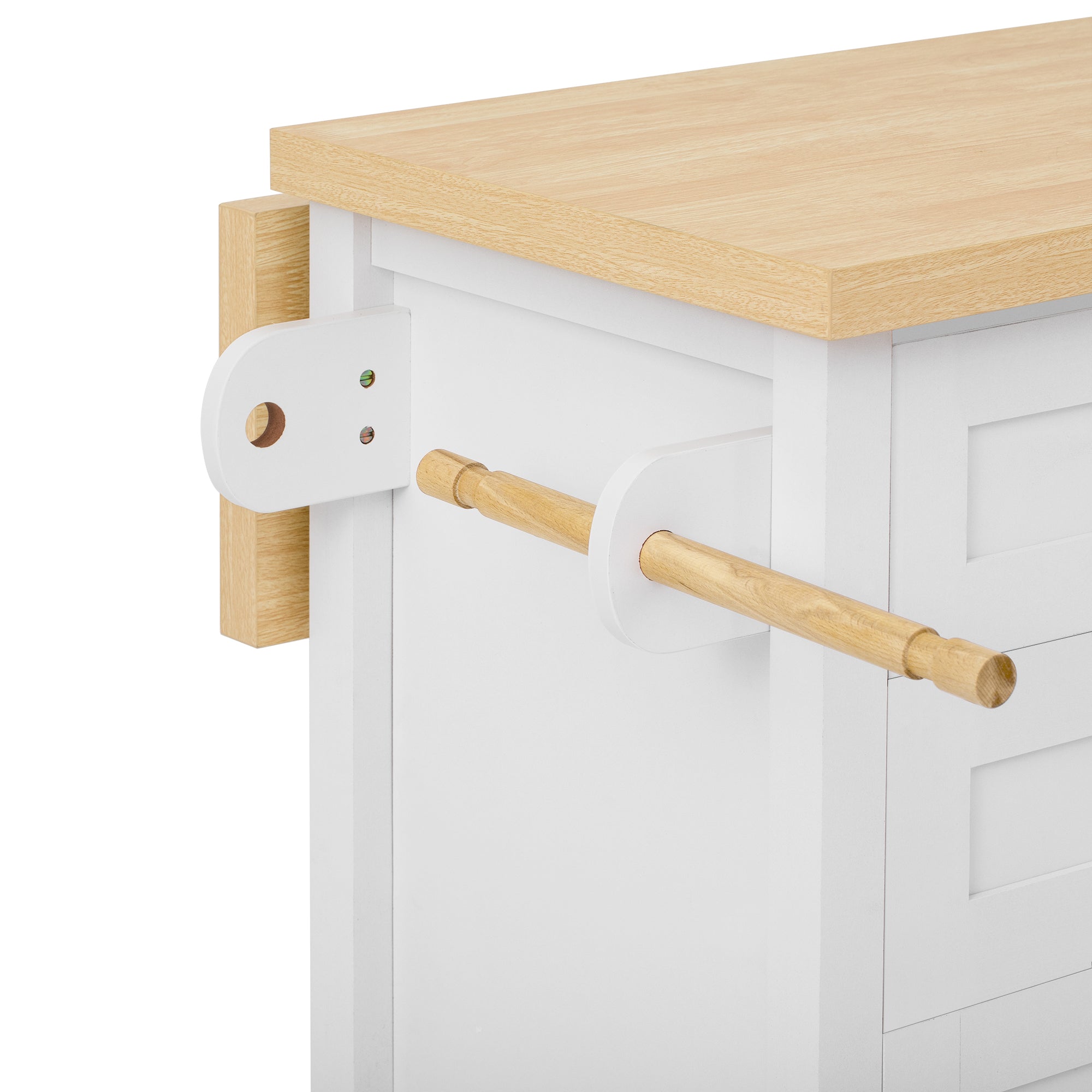 Logidon Mobiel Keukeneiland Wit met Uitschuifbare Eettafel en Laden