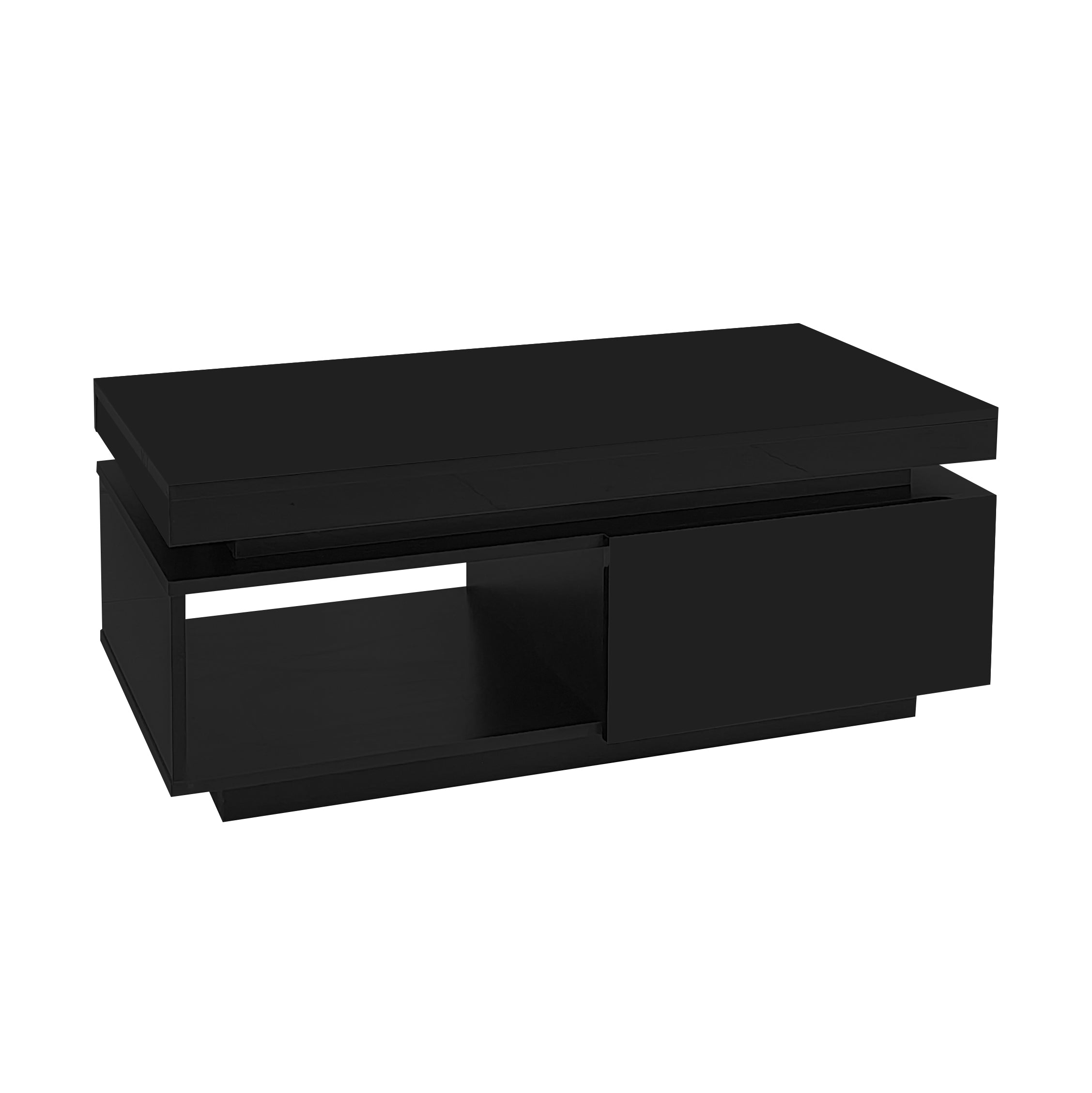 Logidon hoogglans salontafel zwart met LED verlichting 100x50x40 cm