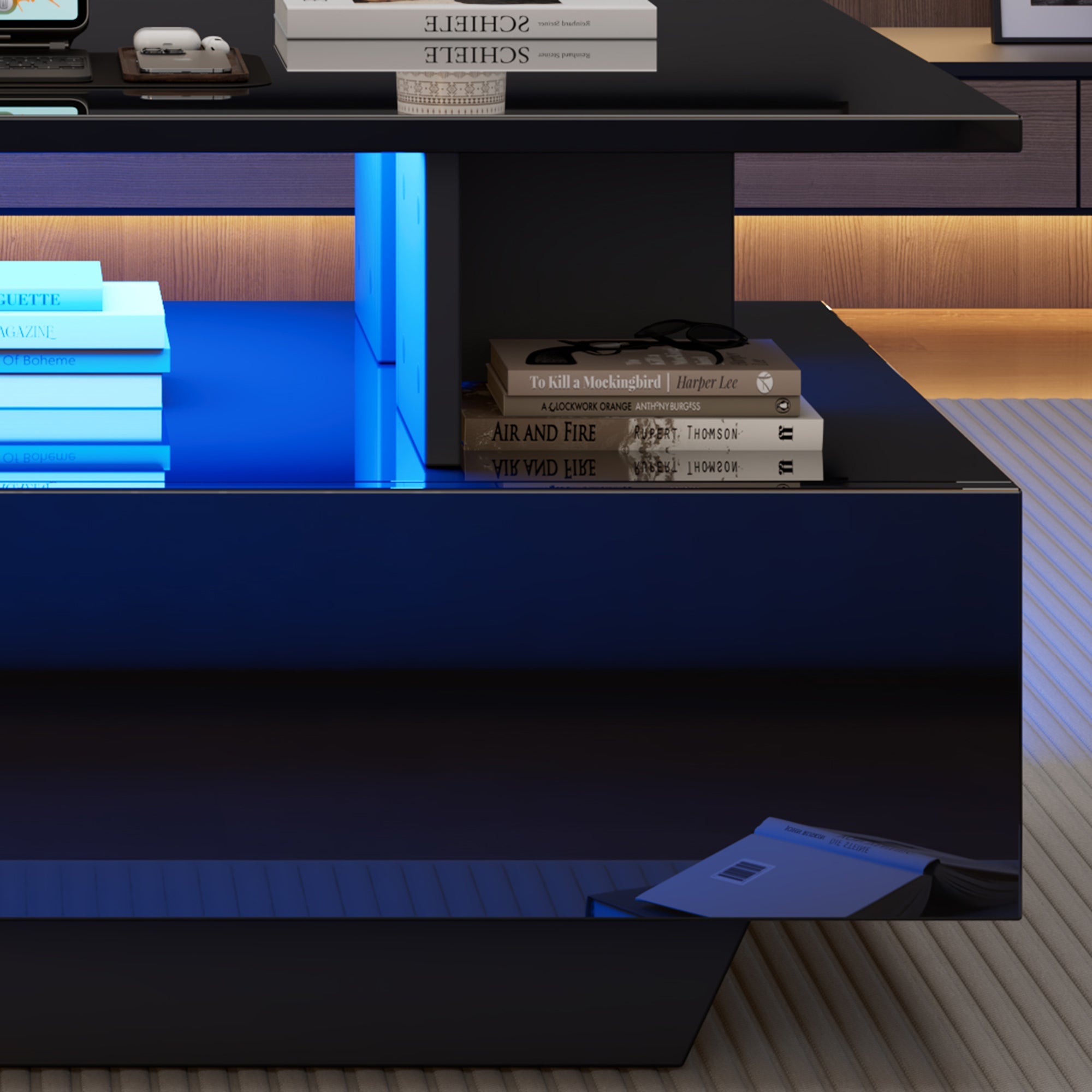 Logidon LED-verlichting salontafel met 2 lades 90x55x41 cm