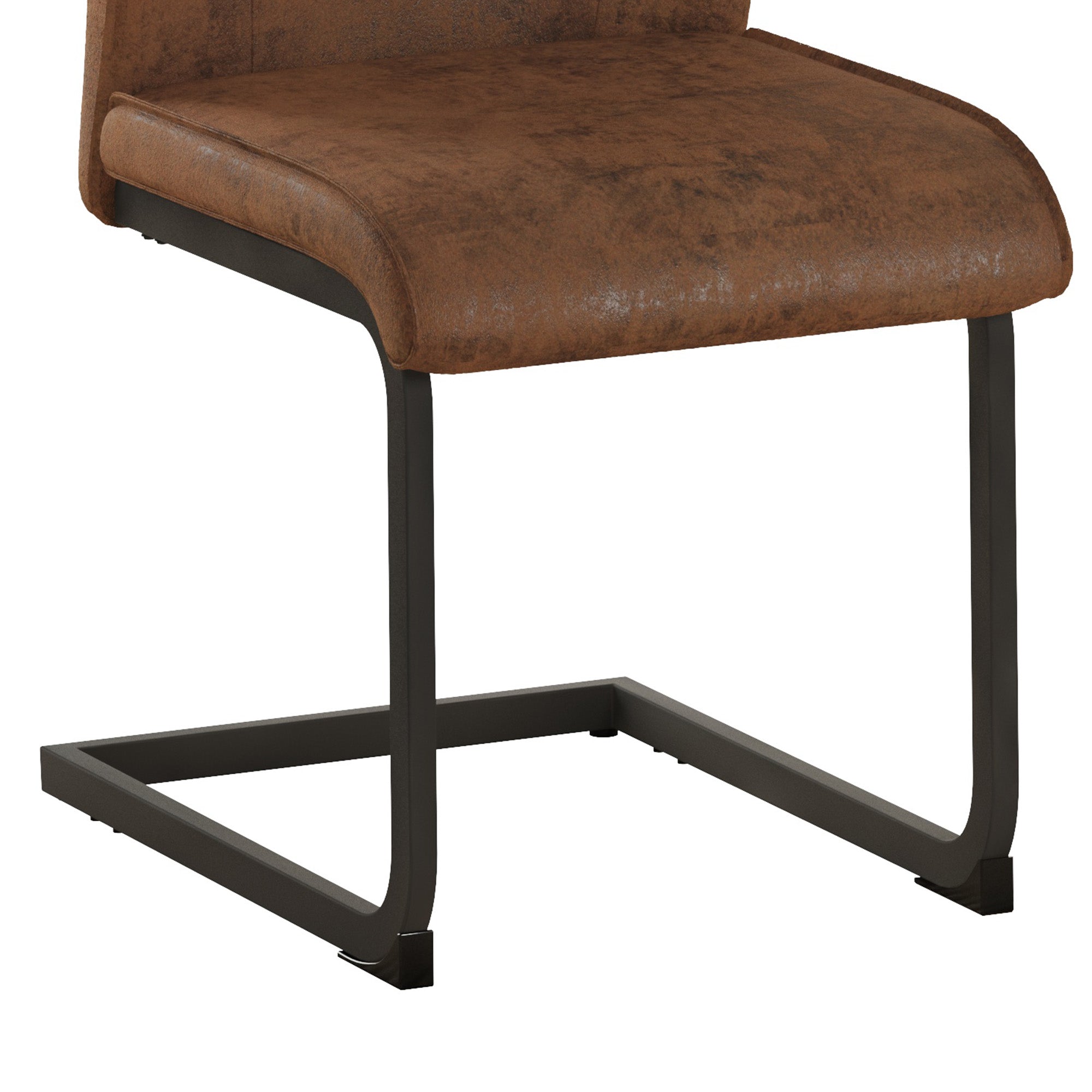 Logidon set van 2 bruine, ergonomische eetkamerstoelen met metalen frame
