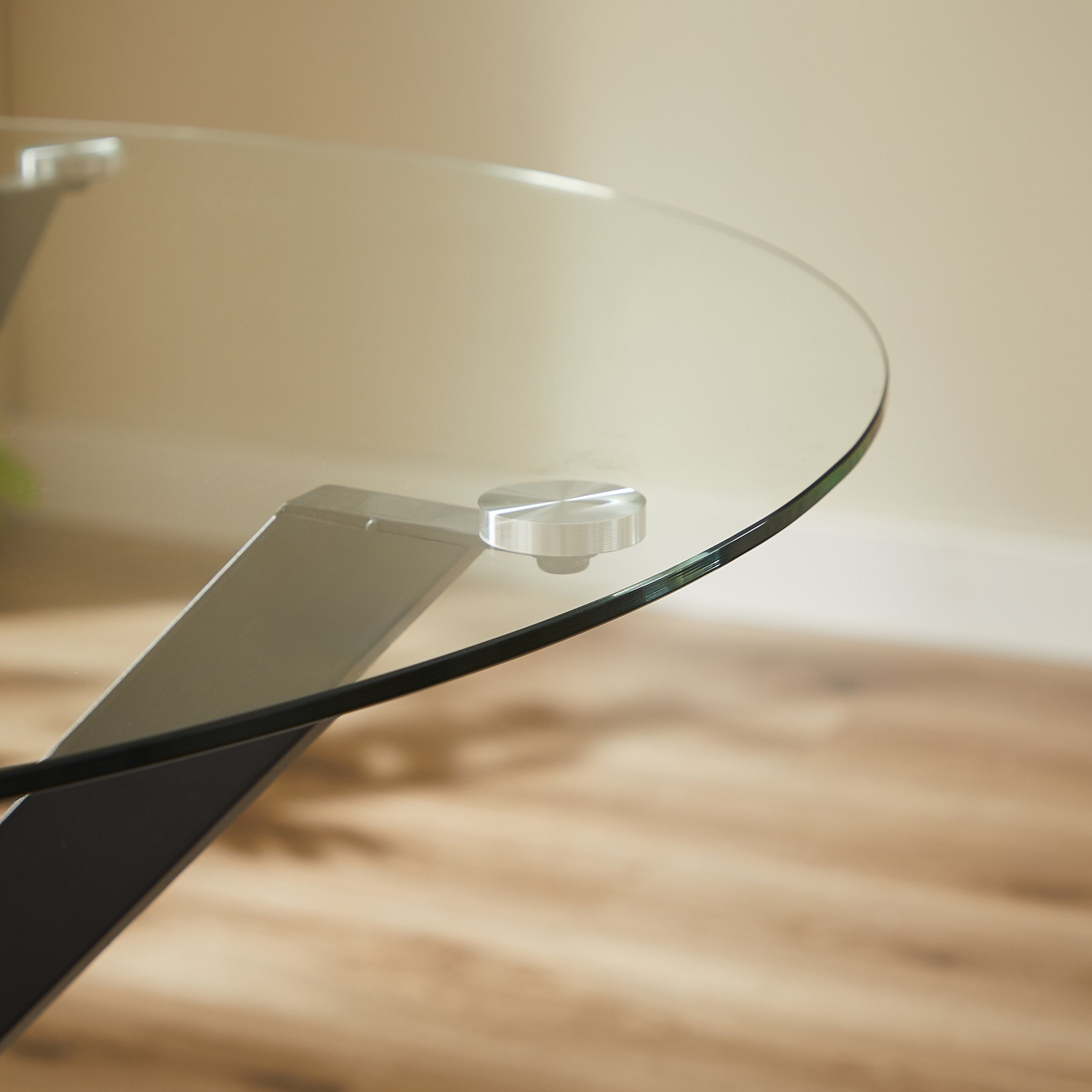 Logidon ronde glazen tafel 90 cm stabiel metalen onderstel zwart