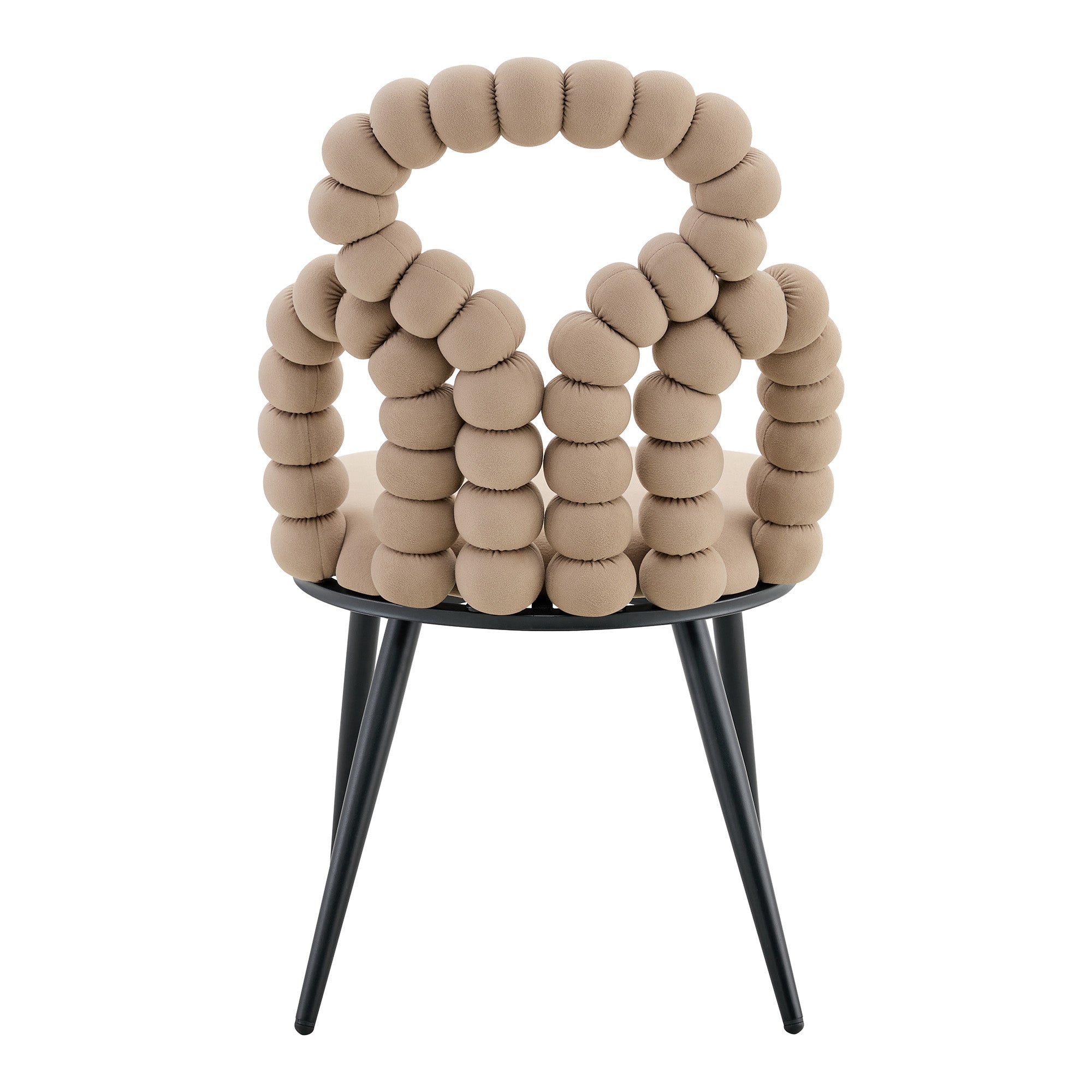 Logidon beige fluwelen eetkamerstoelen set met 2 kogelketting rugleuning