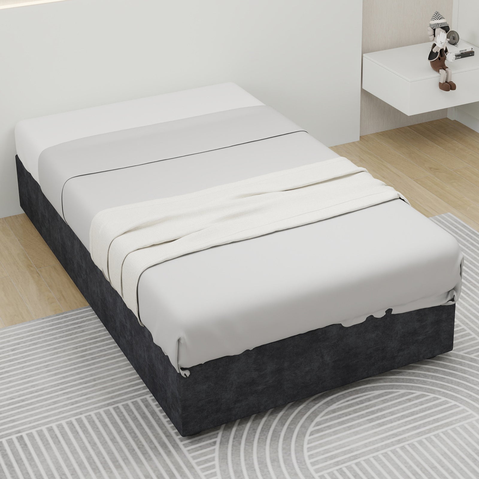 Logidon bedframe 90x200 centimeter grijs fluwelen stof gasveer