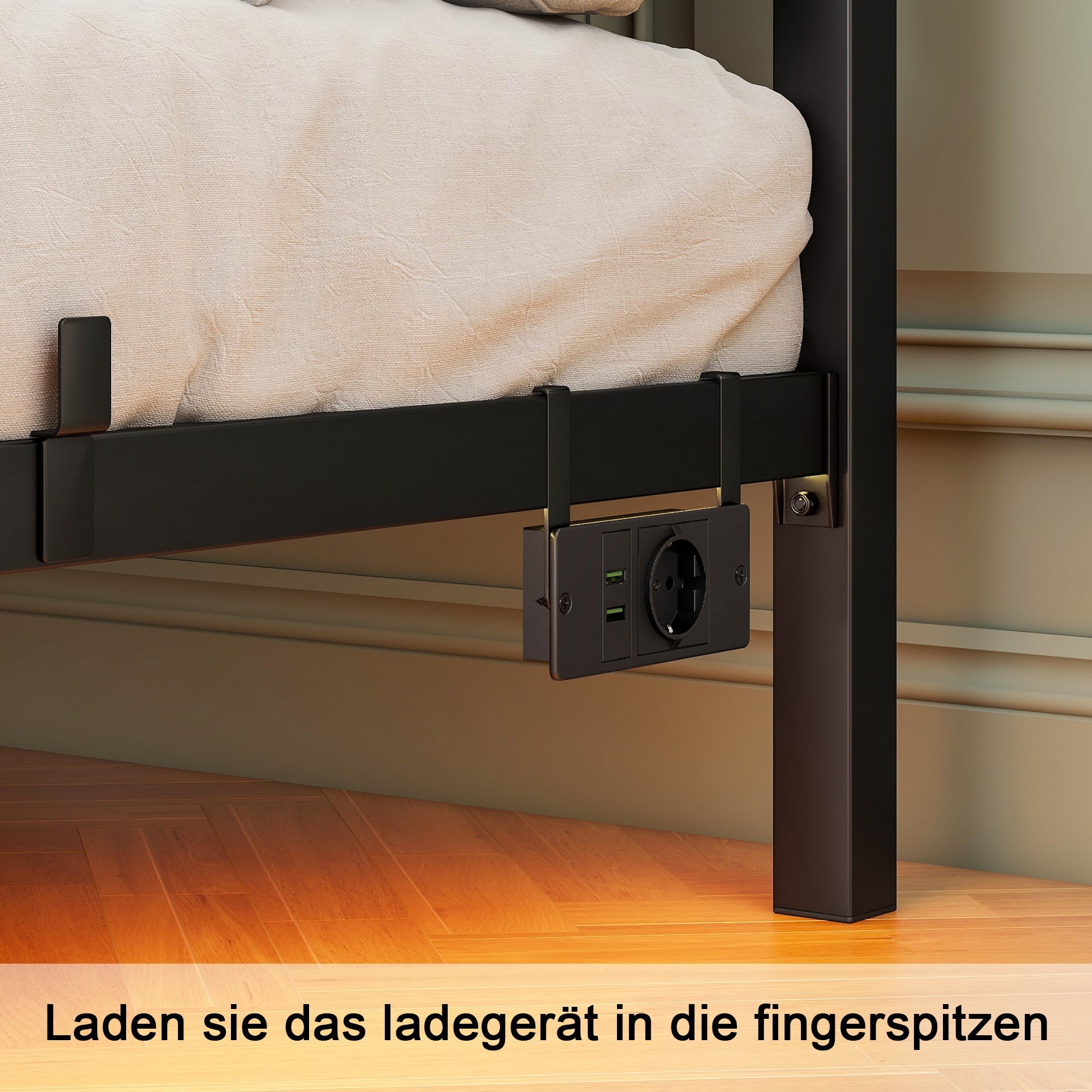 Logidon metalen bedframe 140x200 cm zwarte LED-verlichting