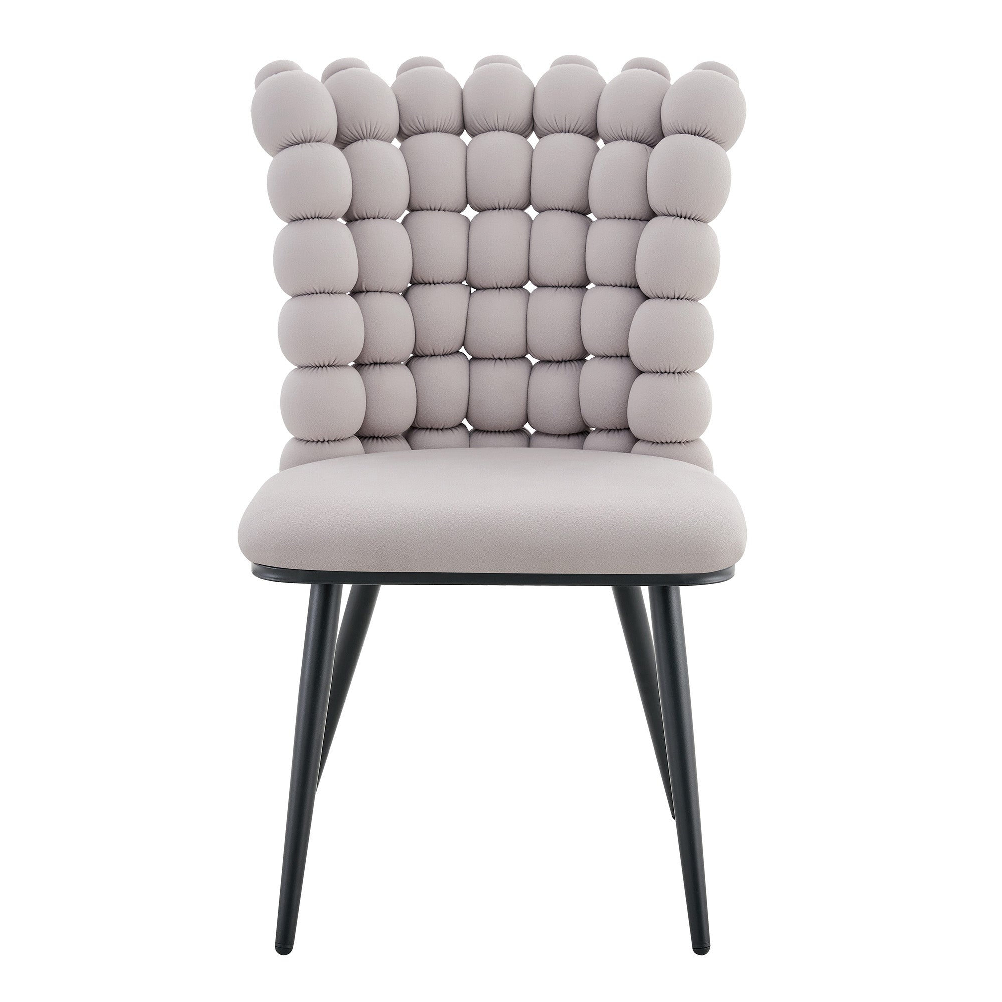 Logidon lichtgrijze fluwelen eetkamerstoelen met kogelketting rugleuning set van 2