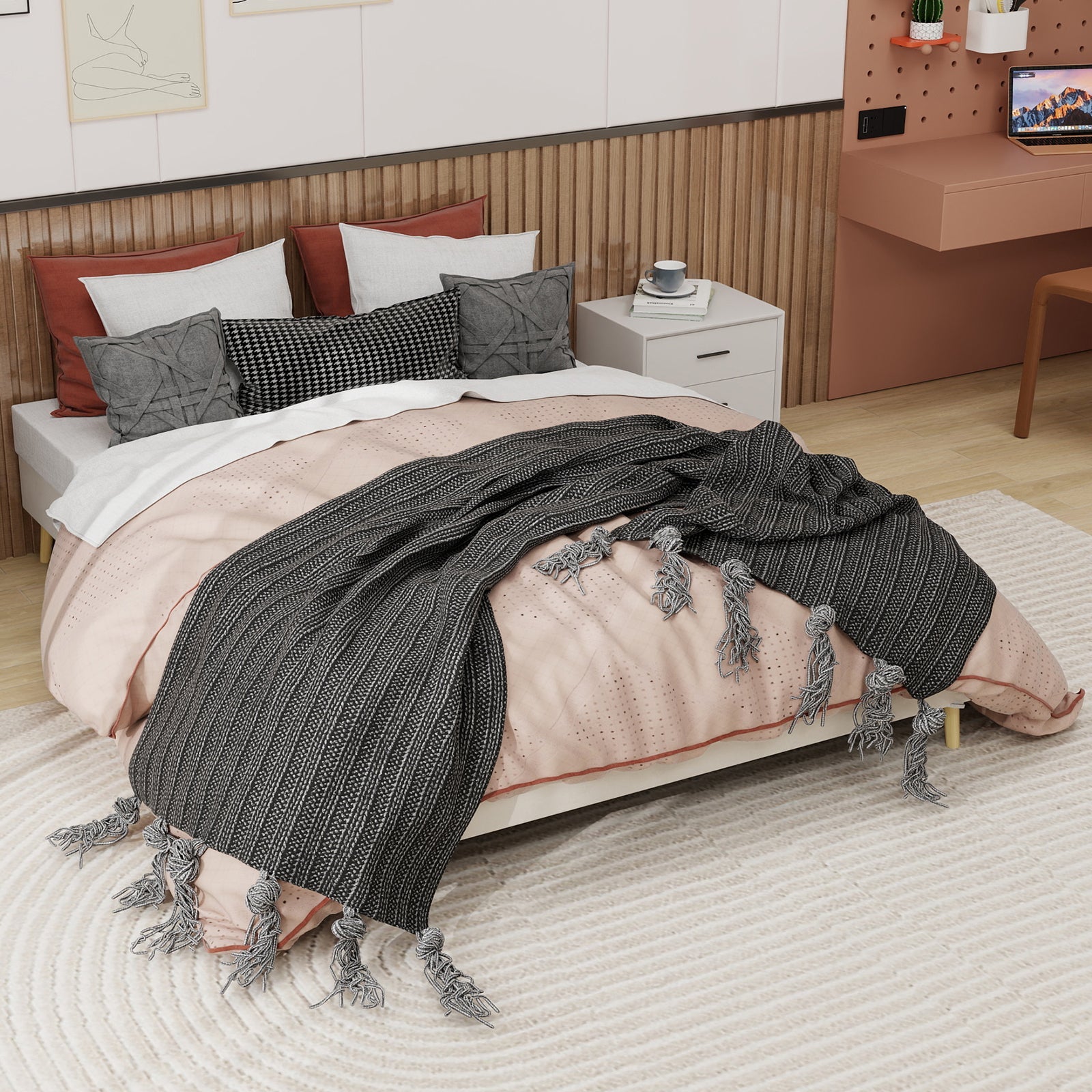 Logidon Modern Minimalistisch Bedframe 160x200 Beige Nederlands Fluweel