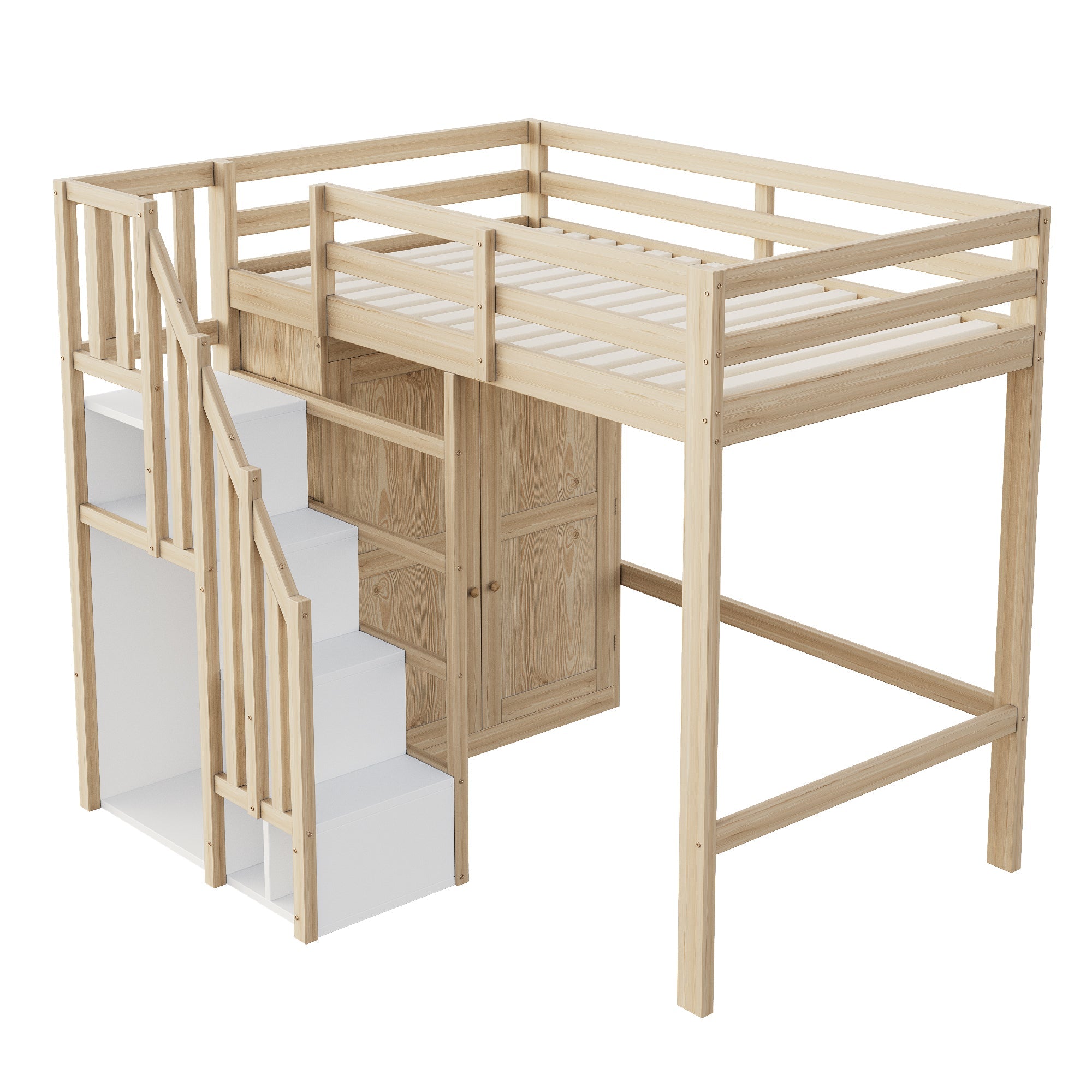 Logidon hoogslaper 90x200 cm opbergruimte veiligheidsladder massief hout