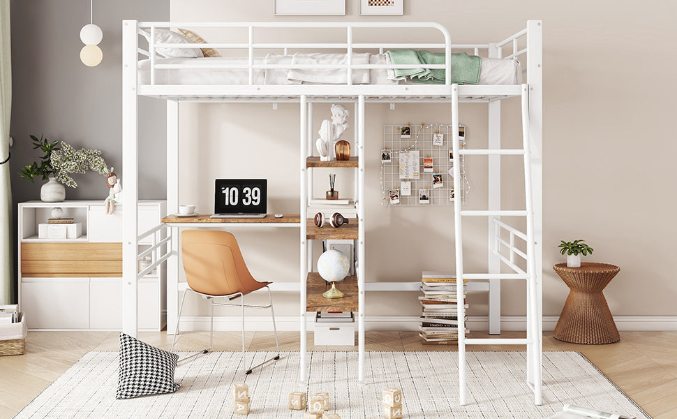 Logidon hoogslaper 90x200 cm wit met bureau en planken
