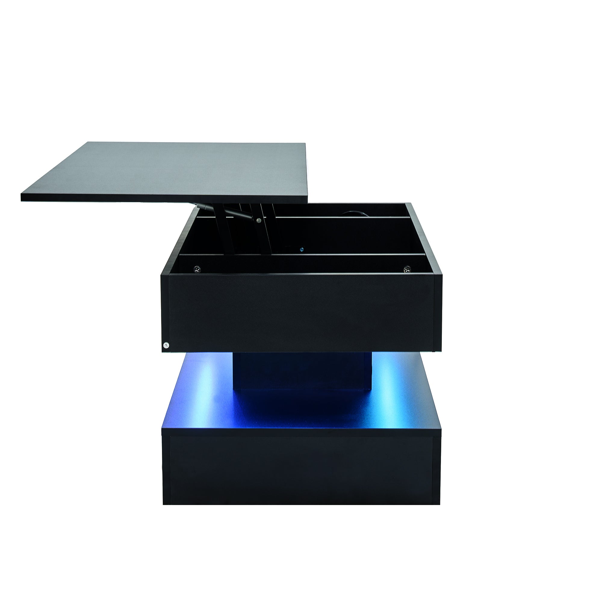 Logidon LED Salontafel met verborgen opbergruimte 100x50 cm Zwart