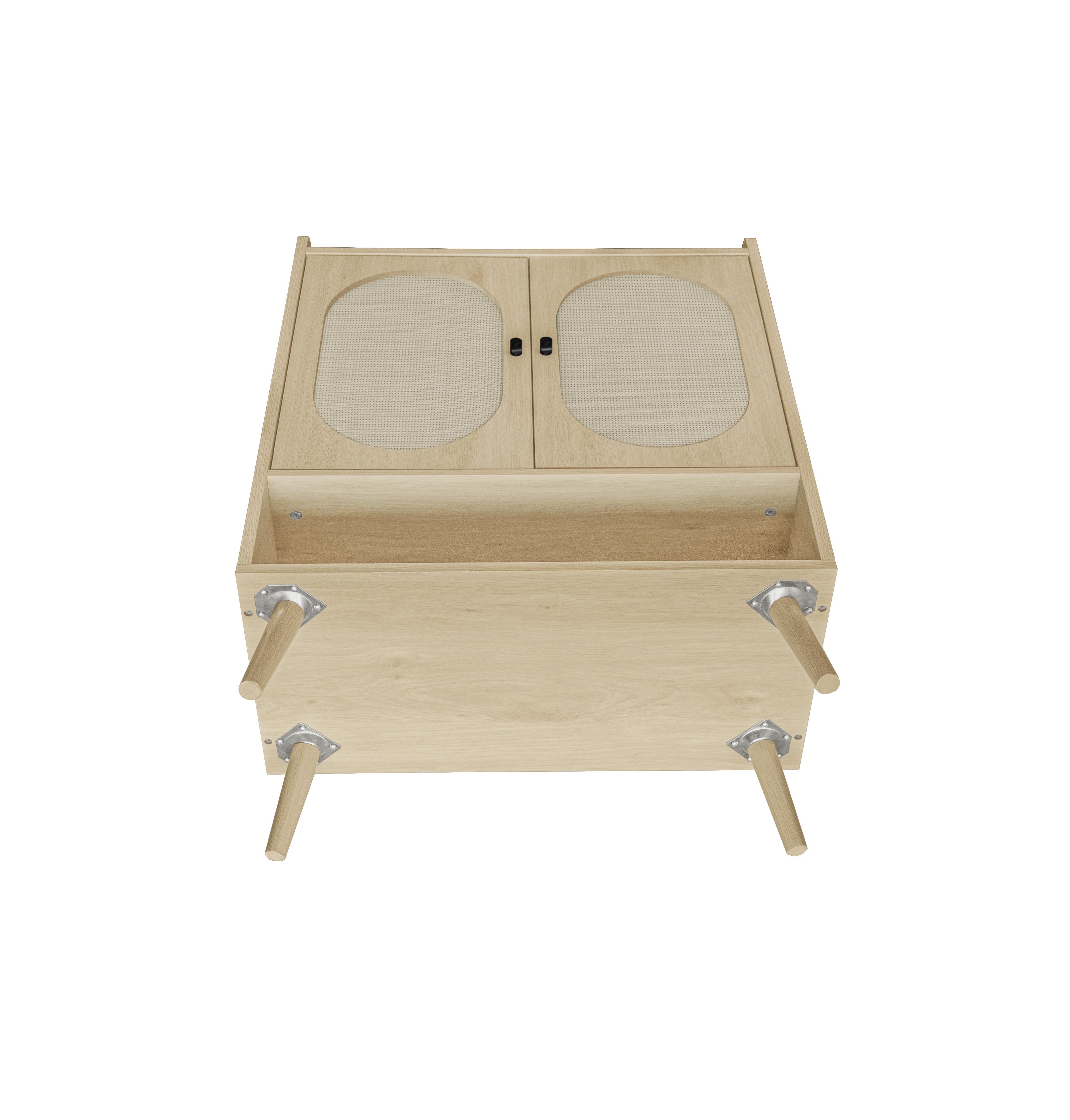 Logidon schoenenkast naturel houtlook met dubbele deuren Rotan design