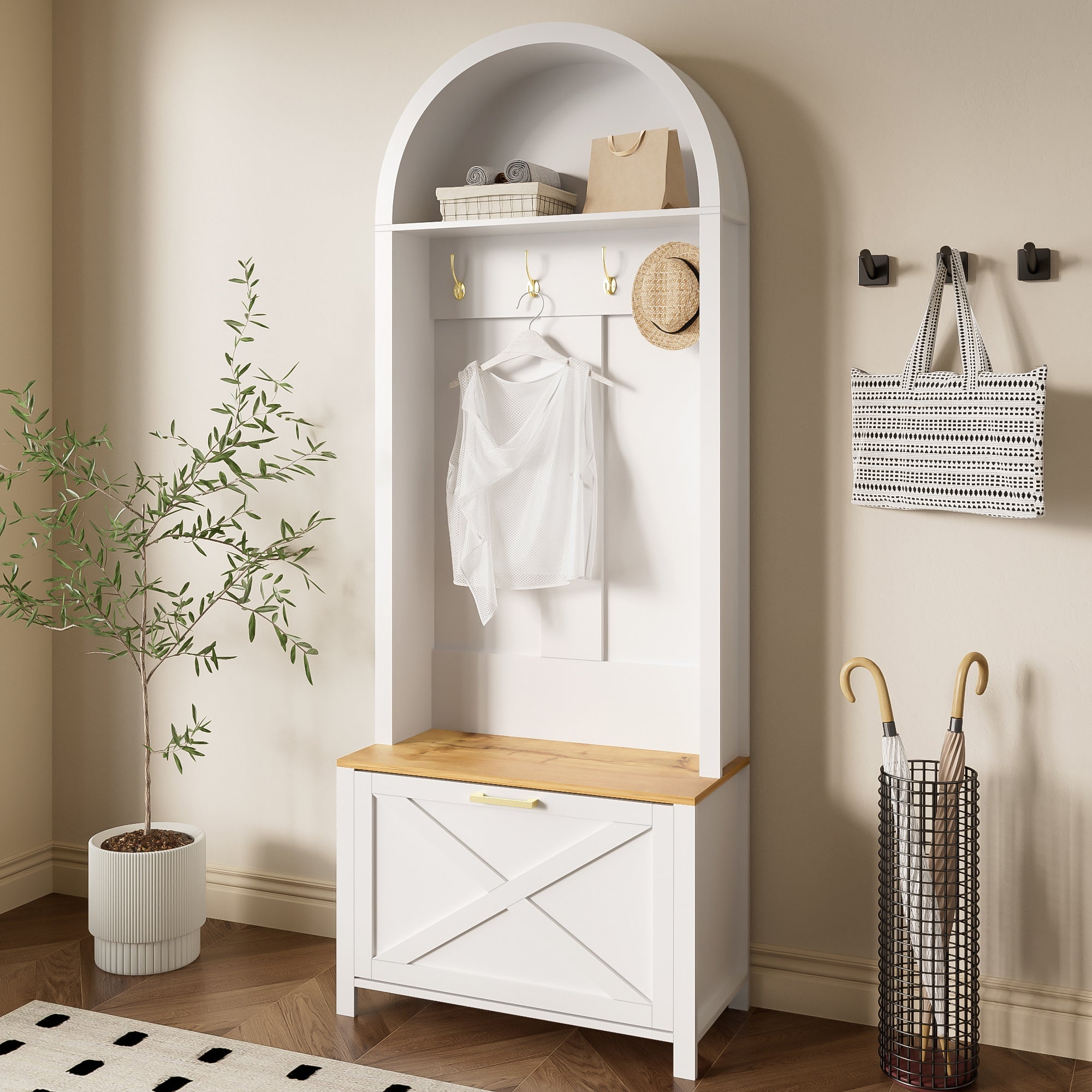 Logidon kledingkast wit MDF met schoenenrek en plank