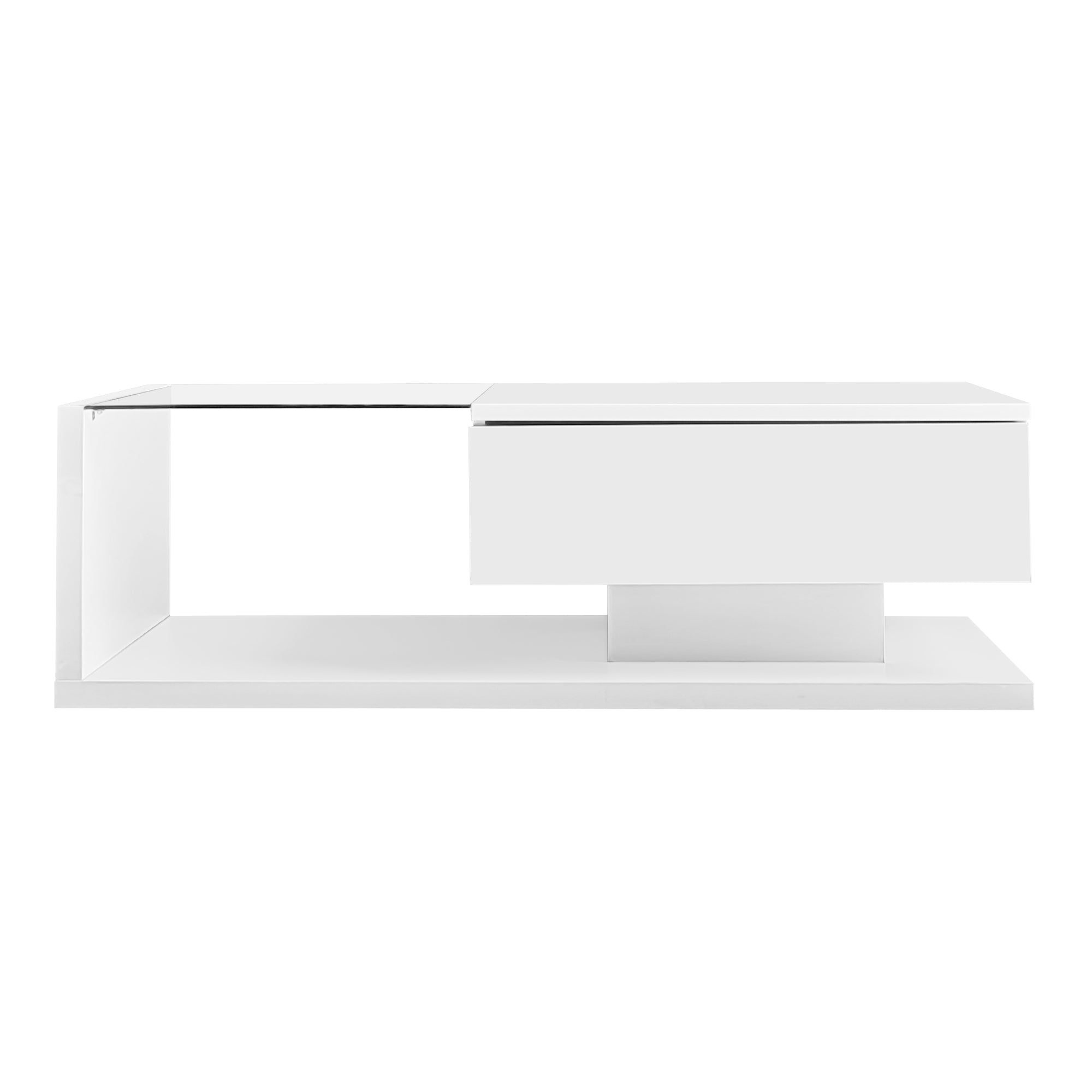 Logidon salontafel hoogglans wit glas LED 105 x 55 cm