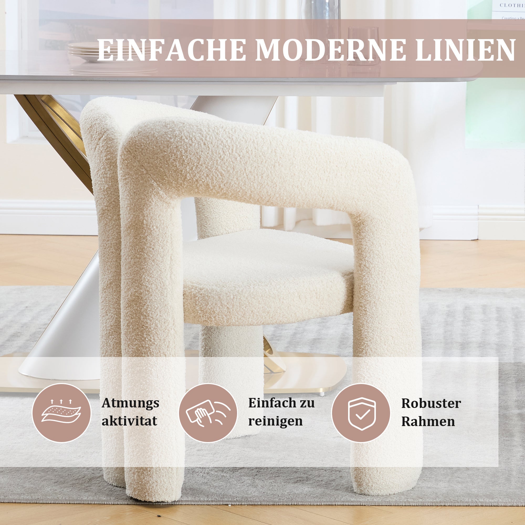 Logidon Premium Ergonomische Fauteuil Teddy Fluweel Beige Set 2