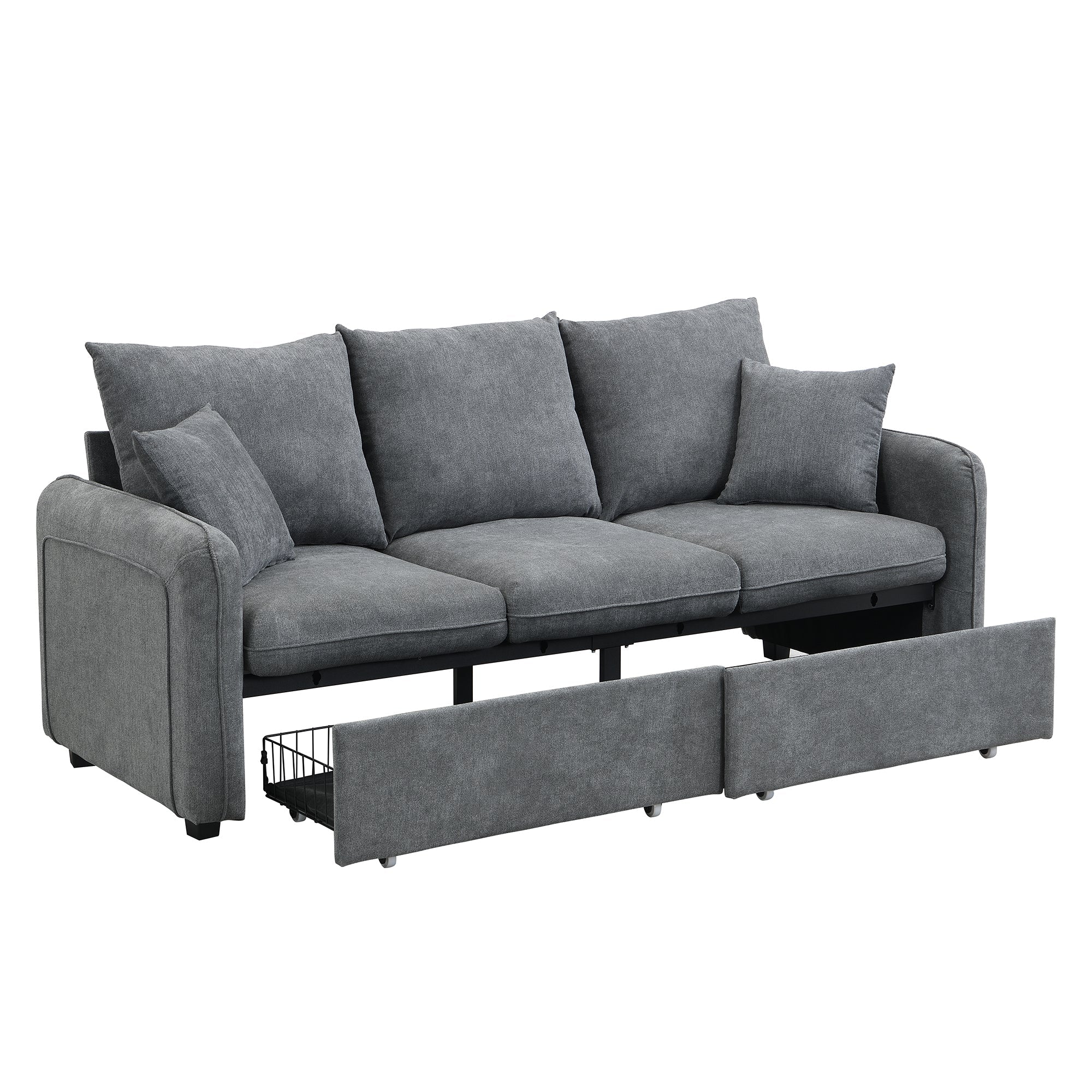 Logidon hoekbank U-vorm 3-zits grijs chenille en slaapfunctie