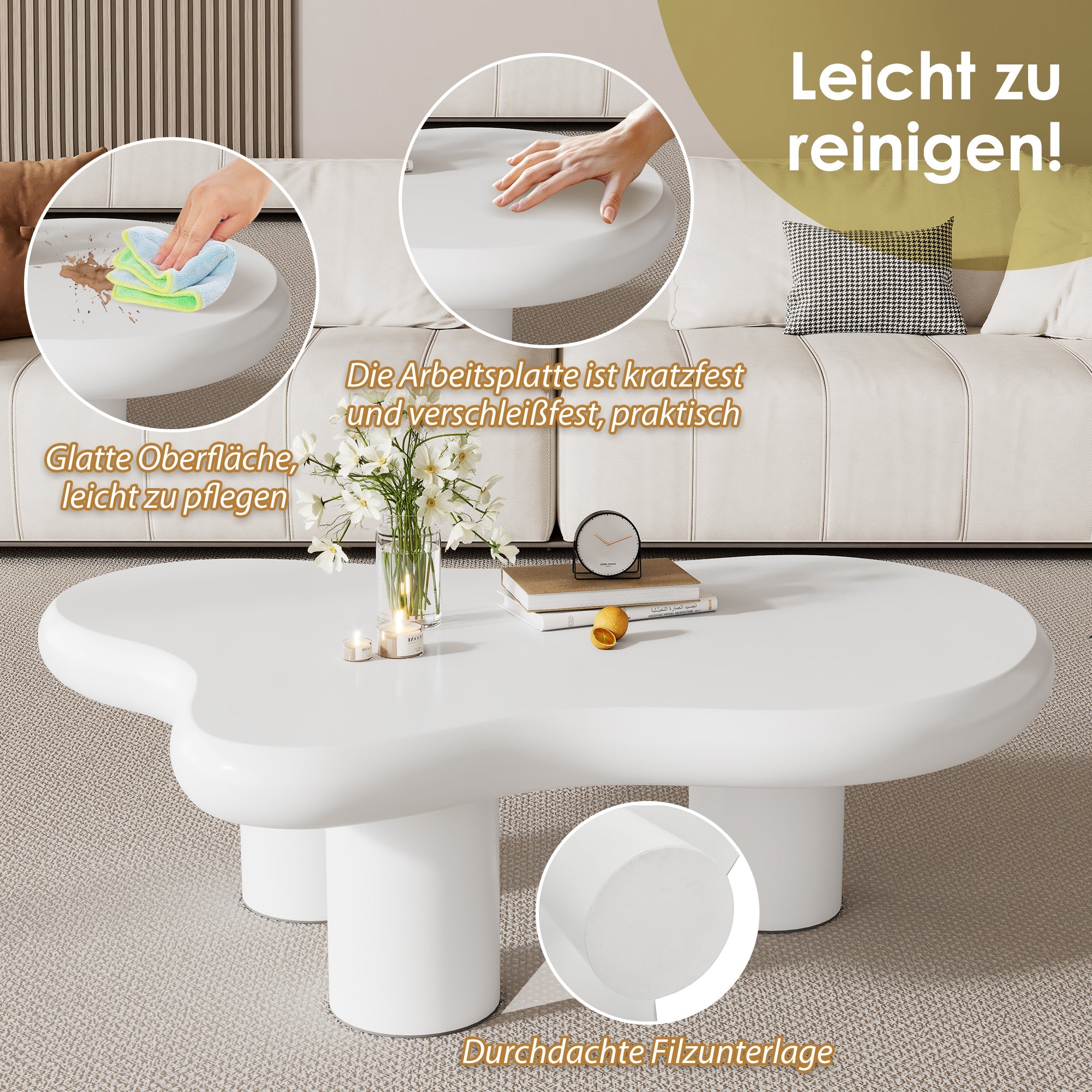 Logidon wolkvormige salontafel wit 97x67x32 cm MDF gelakt oppervlak