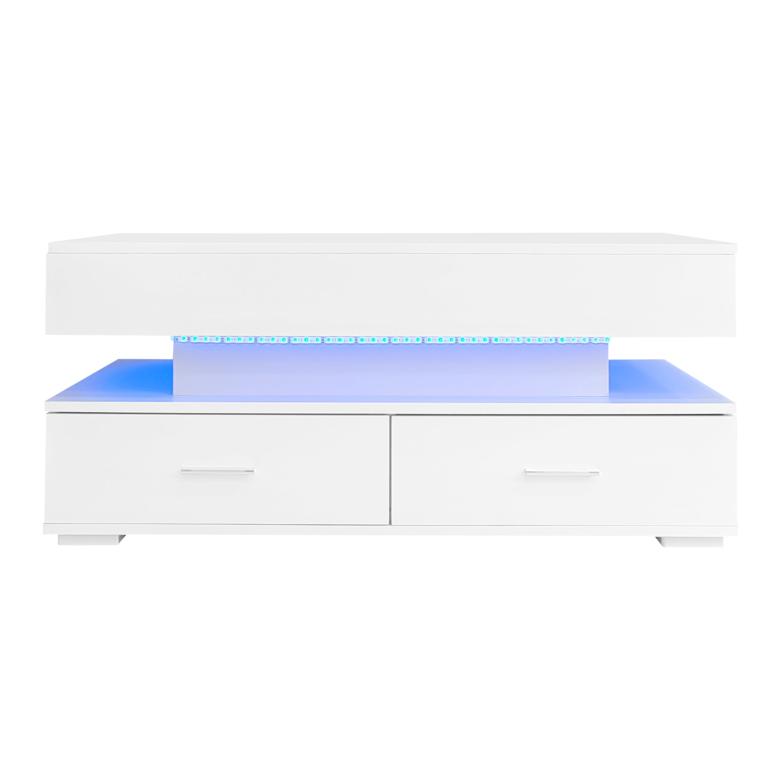 Logidon Hydraulisch in hoogte verstelbare salontafel 100x50x44 cm Wit LED