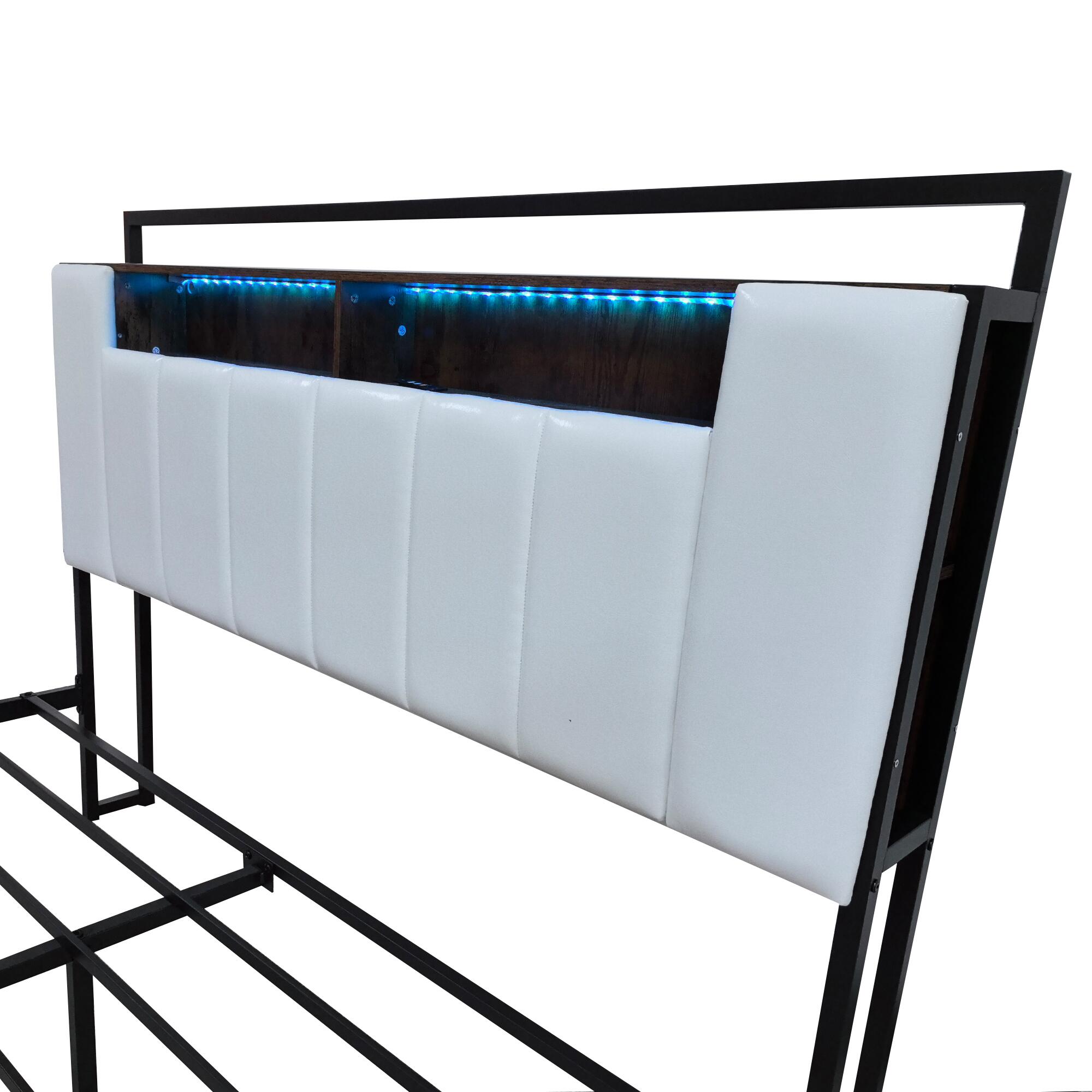 Logidon gestoffeerd bed 160x200 cm beige kunstleer met LED en USB