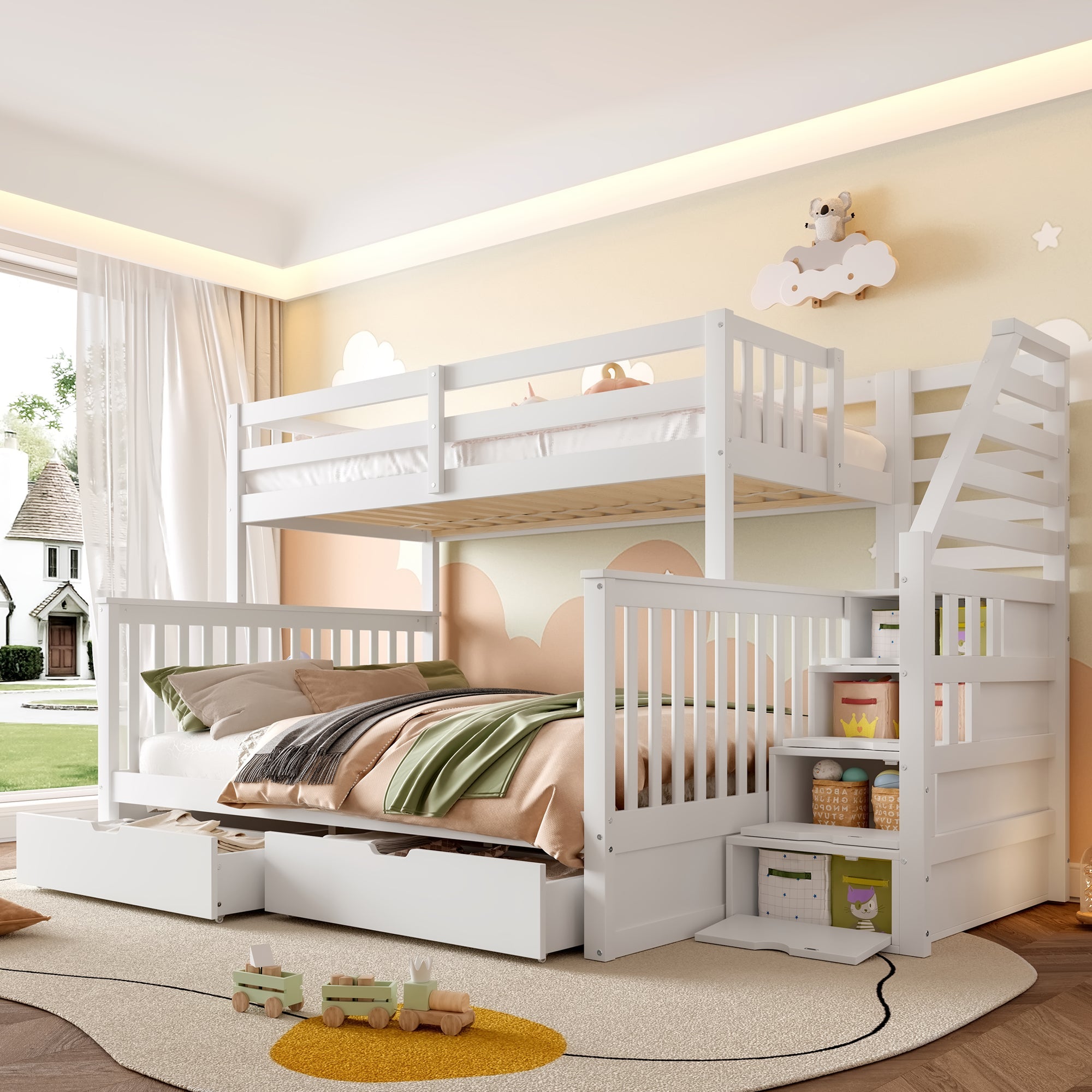 Logidon stapelbed 90x200 ruim 140x200 met opbergruimte wit