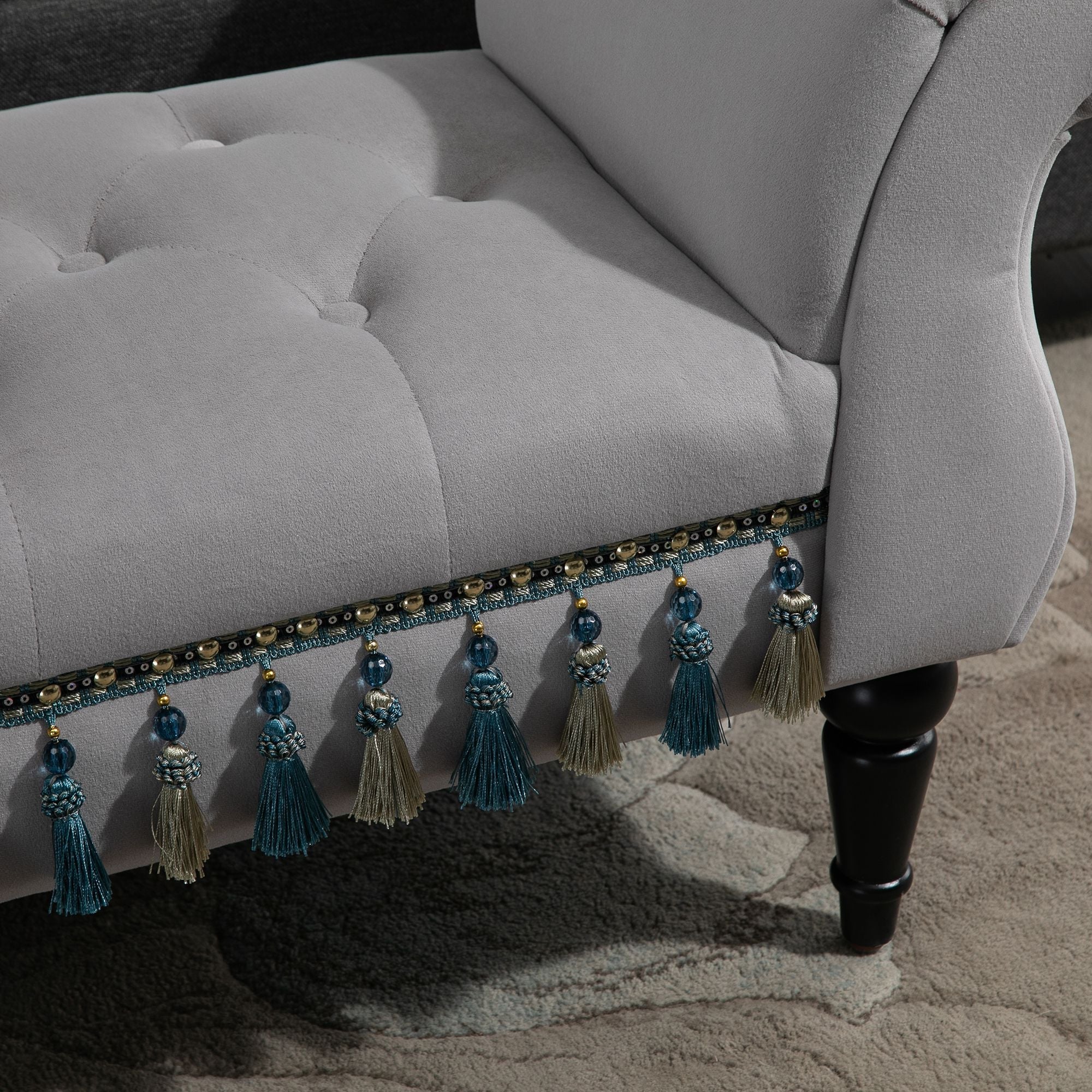 Logidon Elegante Bank Grijs 117x40x58 Cm Met Franjes